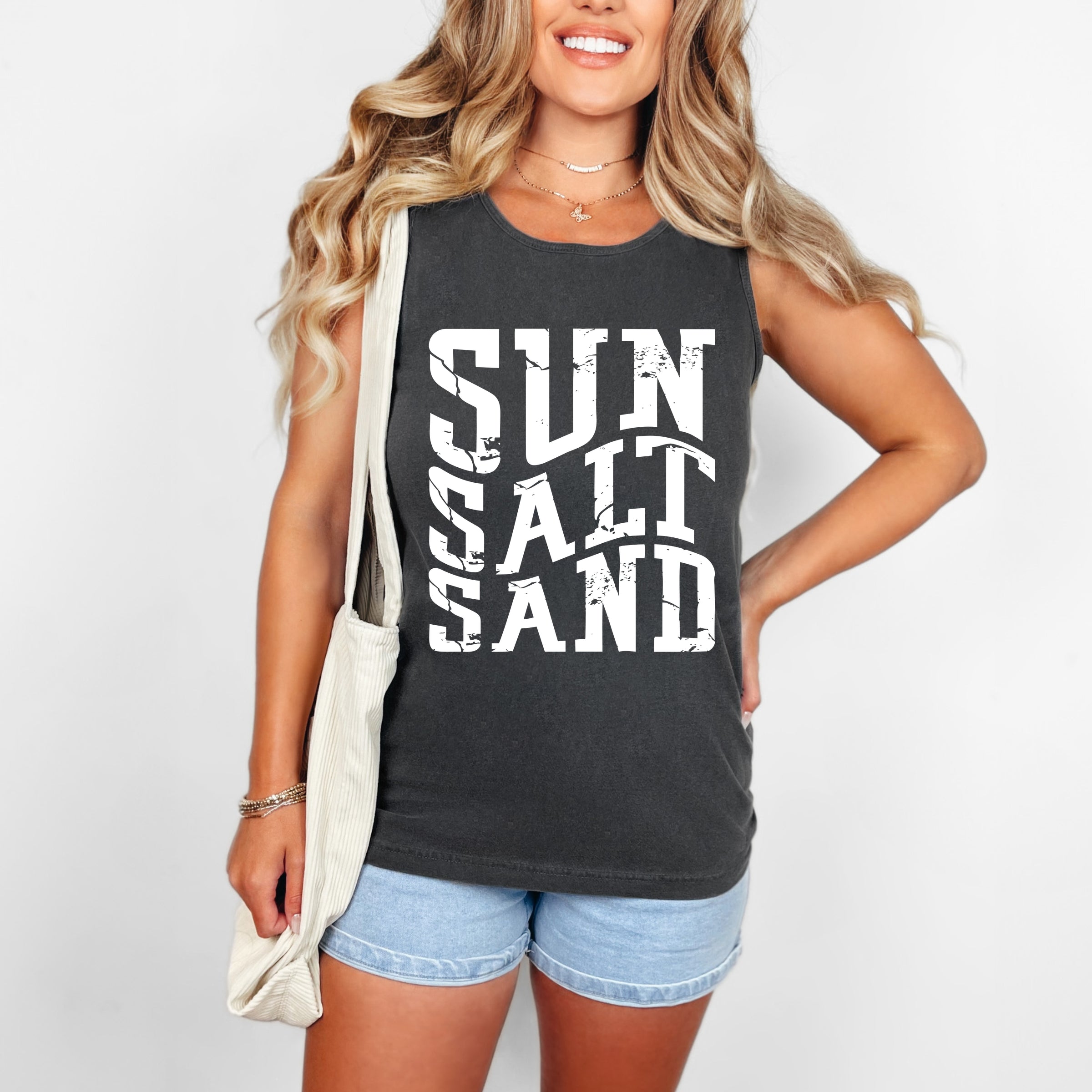 Sun Salt Sand Wavy - Womens Garment Dyed Tank