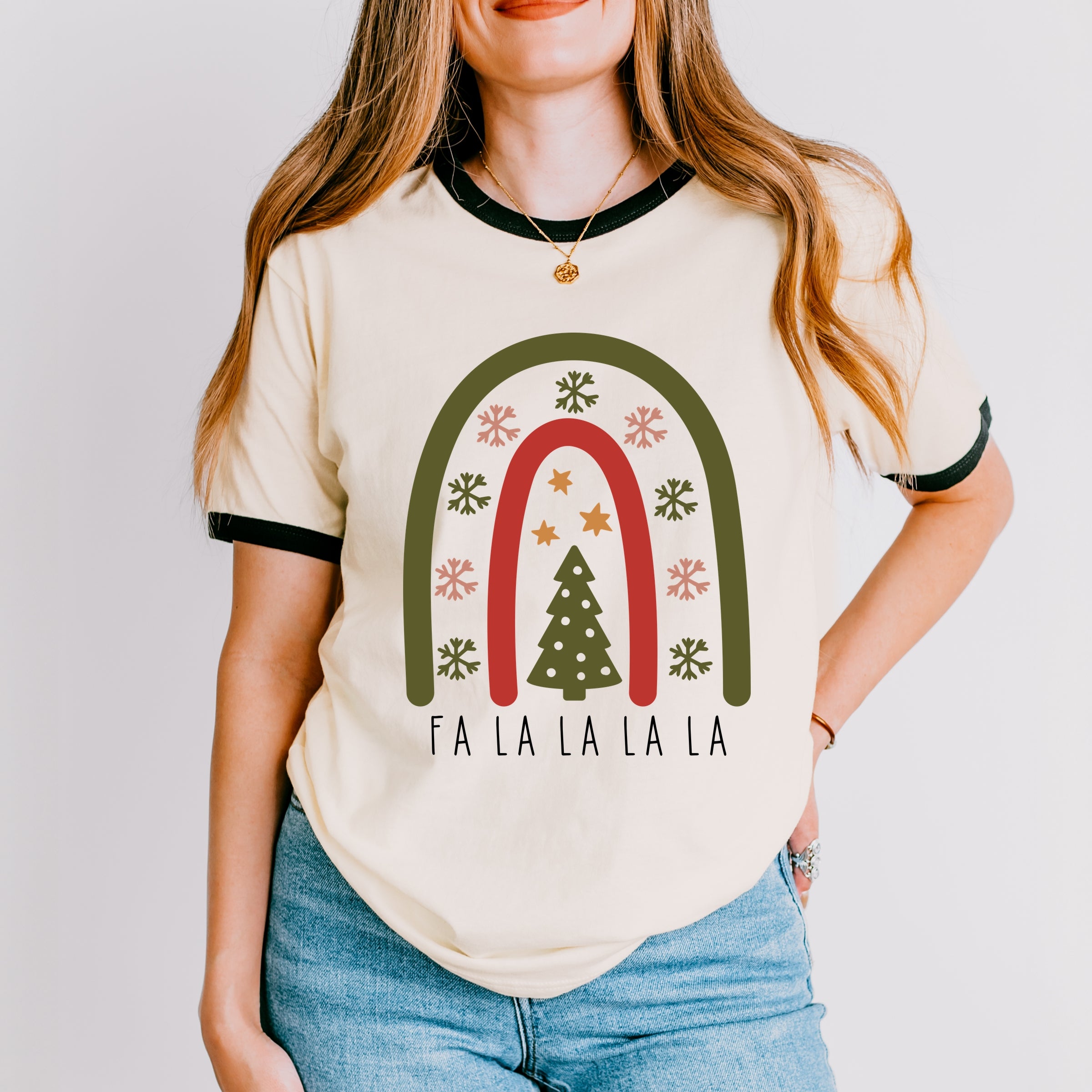 Boho Fa La La Rainbow - Women's Ringer Graphic T-Shirt