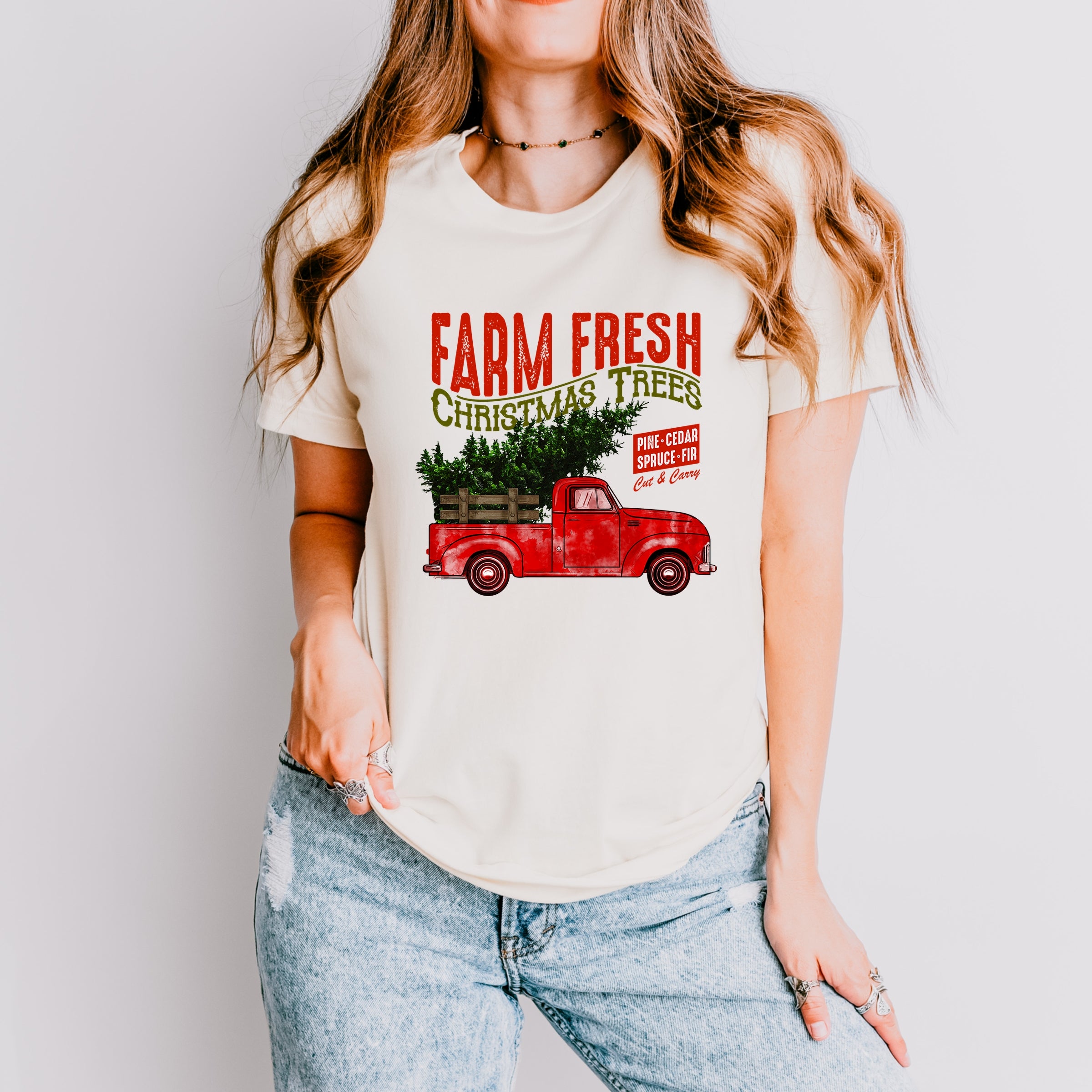 Farm Fresh Christmas Trees Truck - Womens Short Sleeve Tee