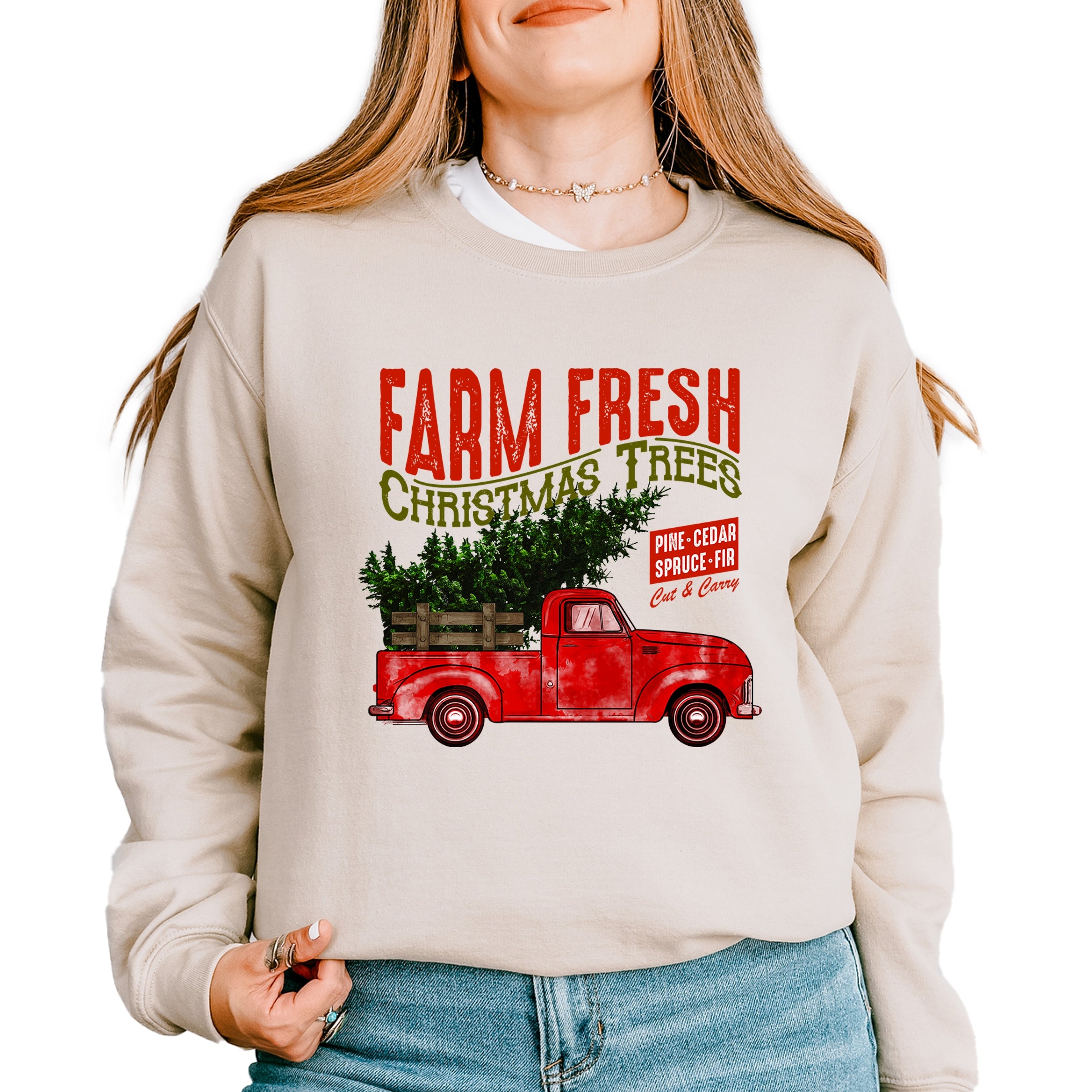 Farm Fresh Christmas Trees Truck -  Womens Sweatshirt