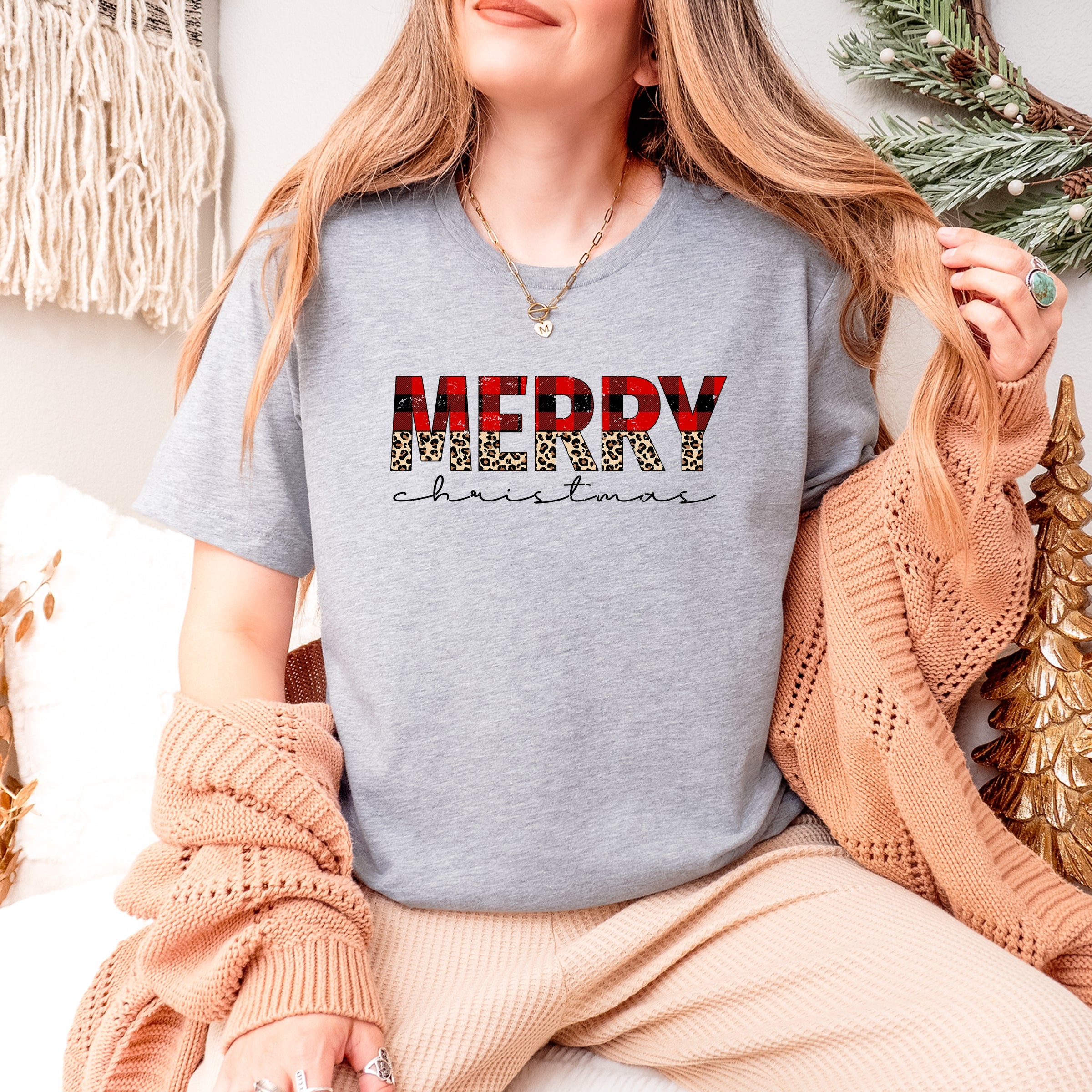 Buffalo Plaid Merry Christmas - Women's Short Sleeve Graphic T-Shirt