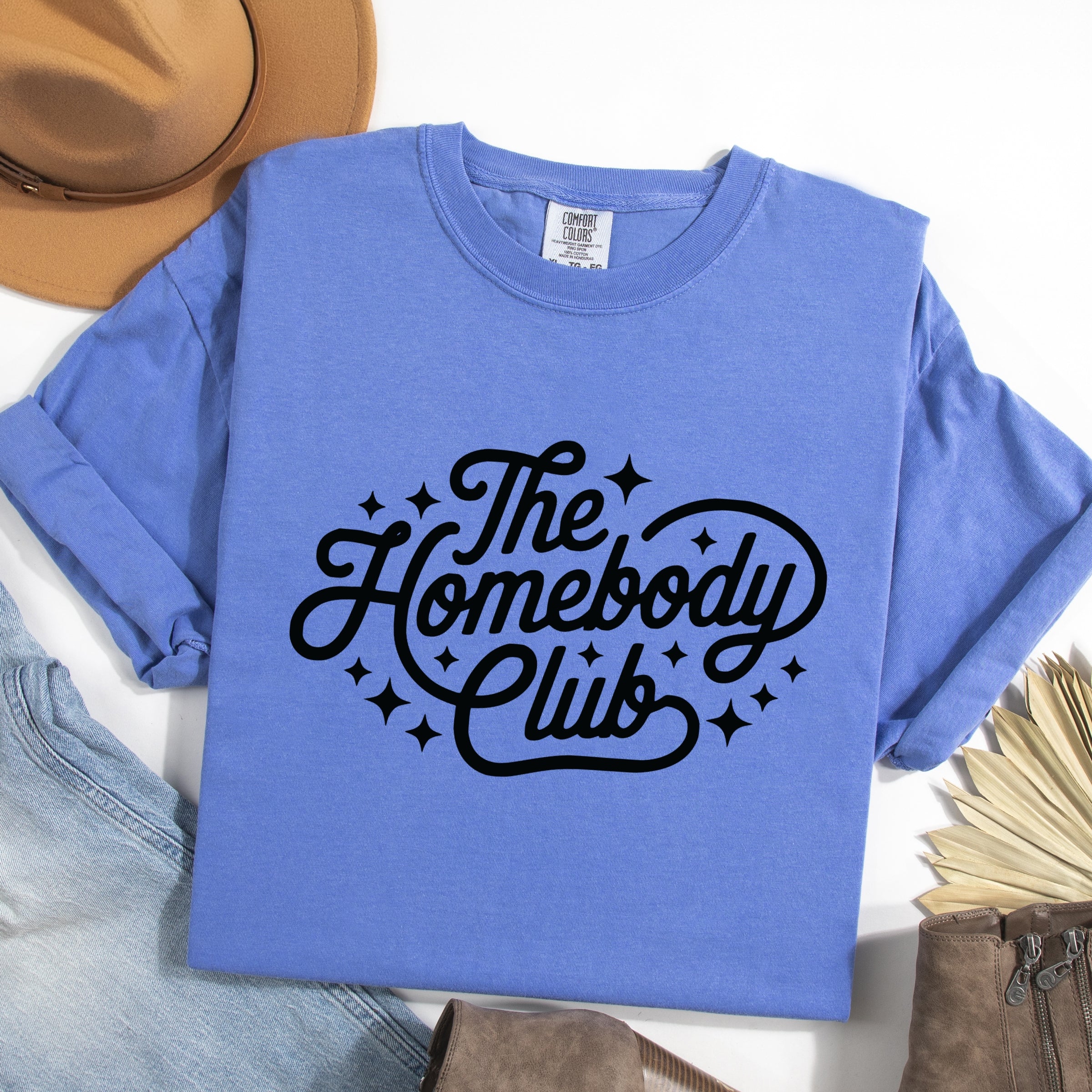The Homebody Club Cursive Stars - Women's Garment Dyed Graphic T-Shirt