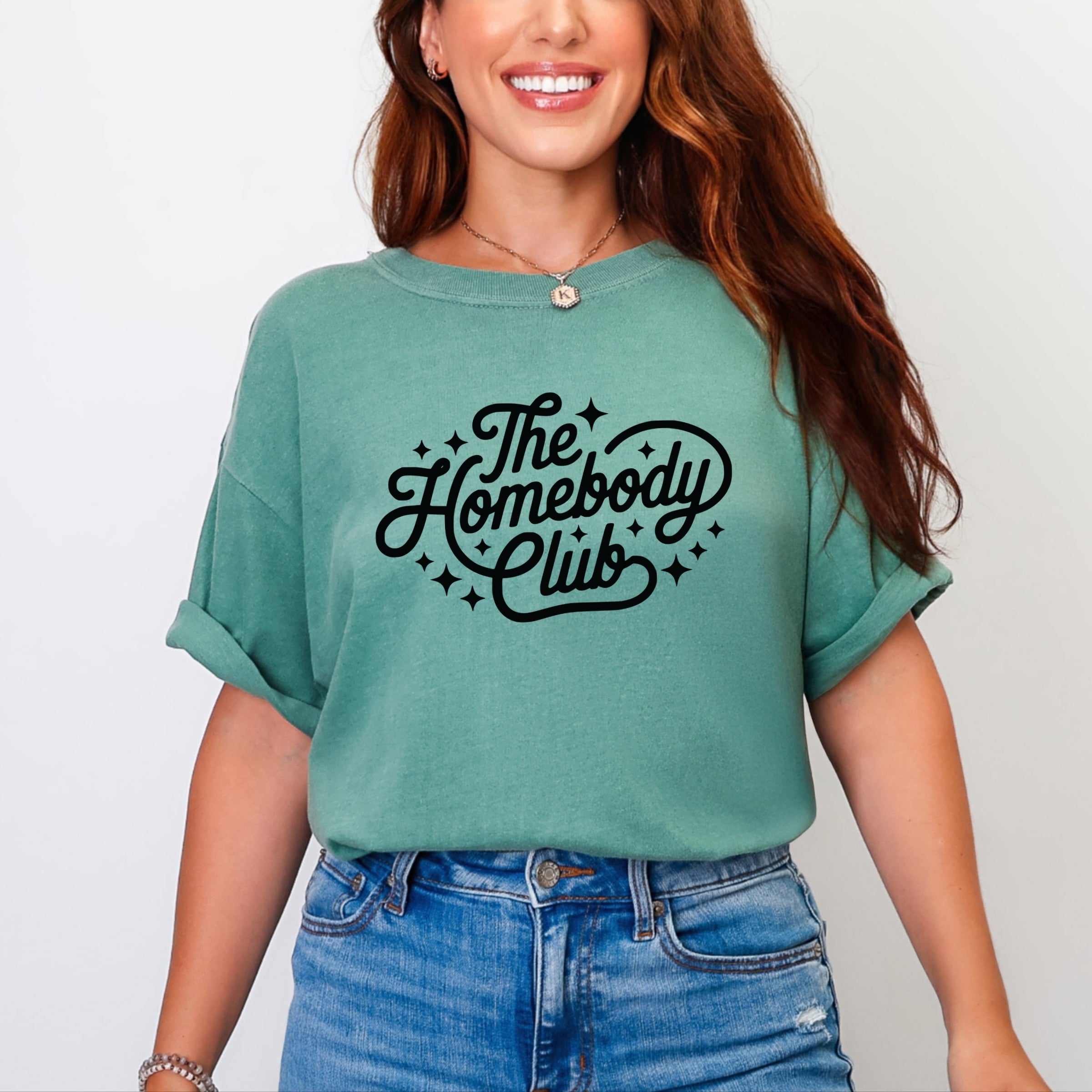 The Homebody Club Cursive Stars - Women's Garment Dyed Graphic T-Shirt