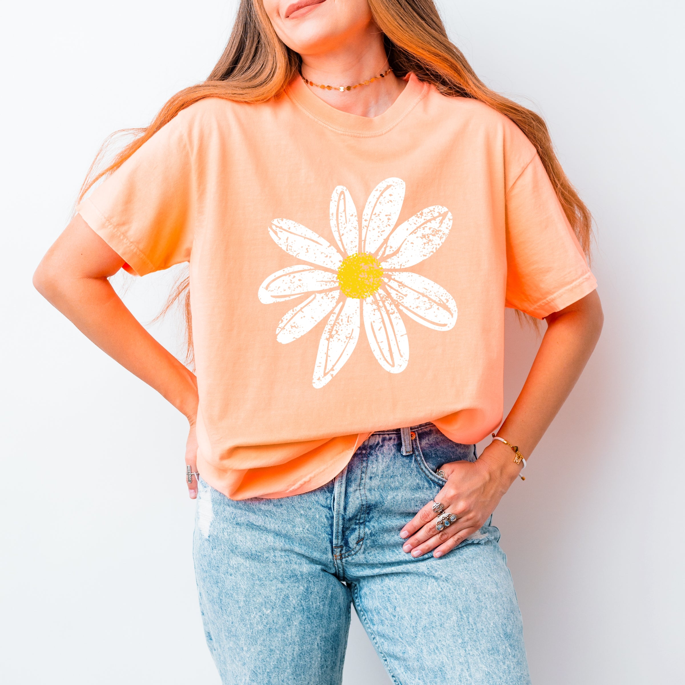 Daisy Distressed - Women's Garment Dyed Graphic T-Shirt