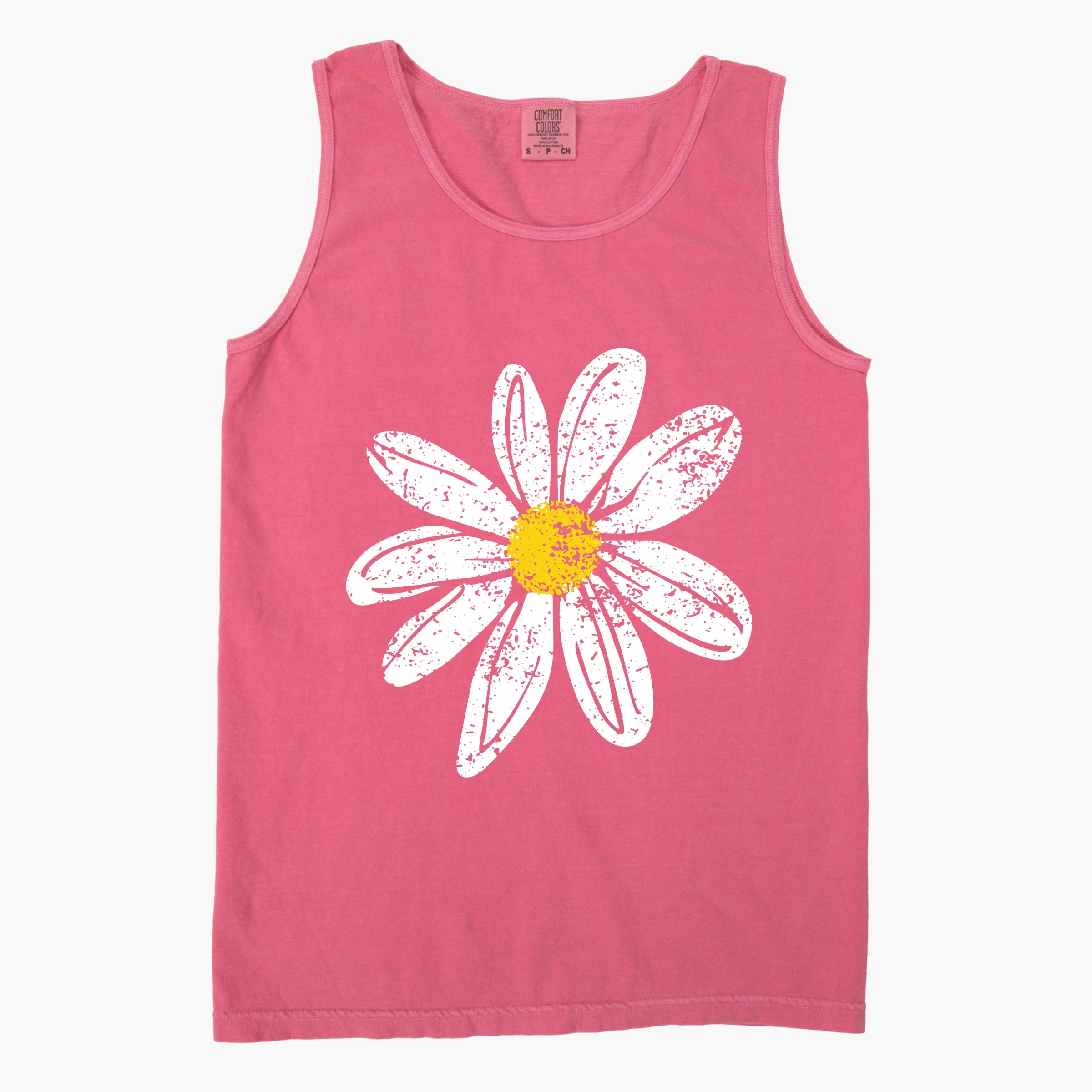 Daisy Distressed - Women's Garment Dyed Graphic Tank Top