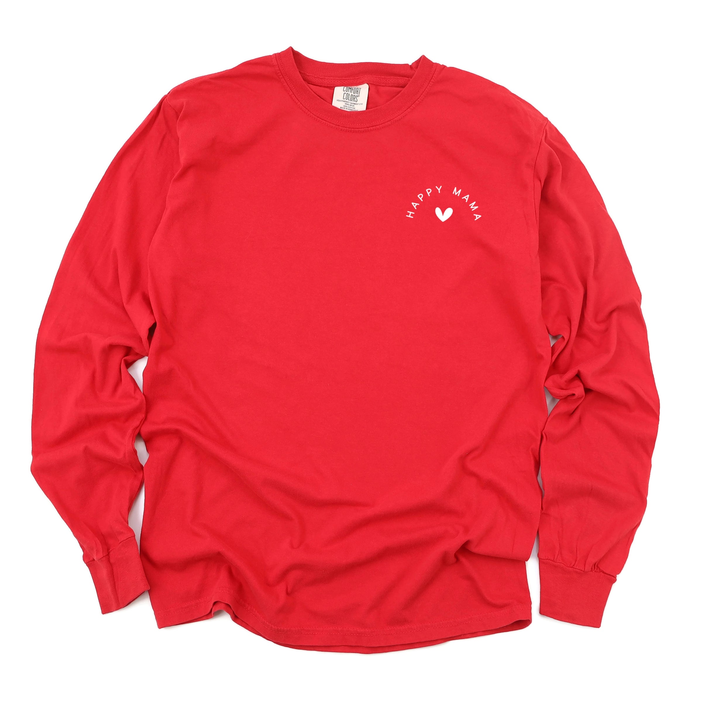 Happy Mama Heart Mini - Women's Garment Dyed Long Sleeve Graphic T-Shirt