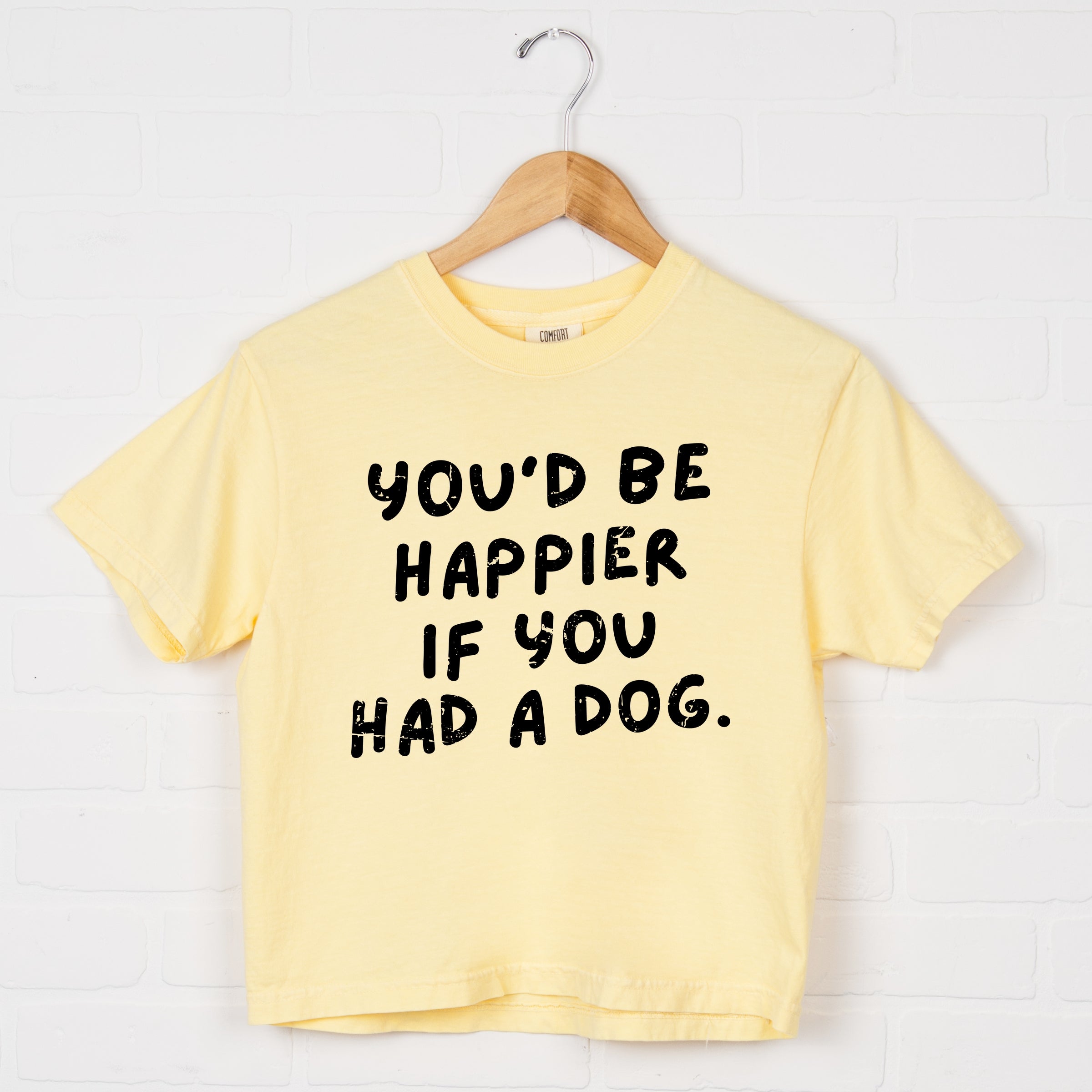 You'd Be Happier If You Had A Dog - Women's Boxy Crop Top Graphic T-Shirt