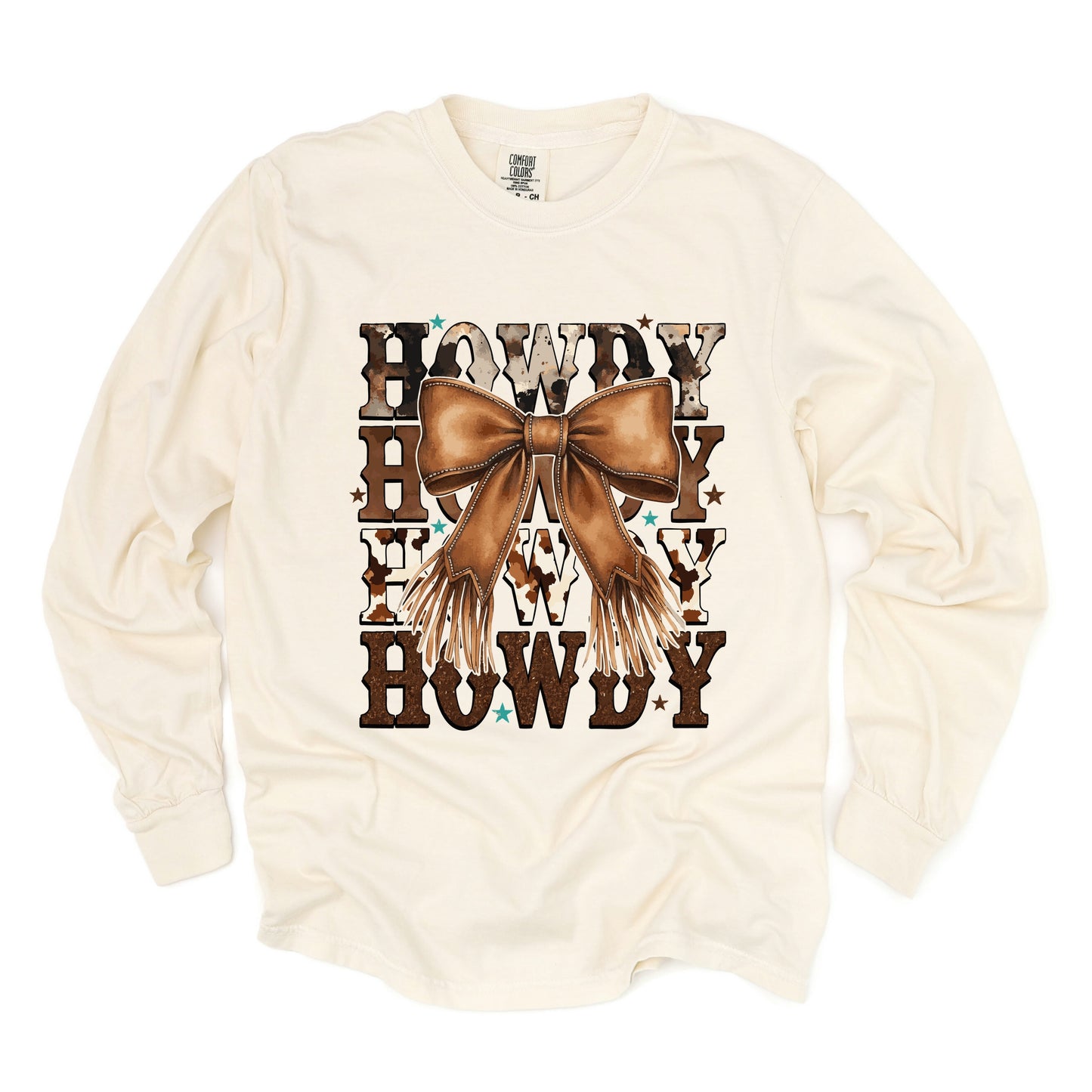 Coquette Howdy Stacked - Women's Garment Dyed Long Sleeve Graphic T-Shirt