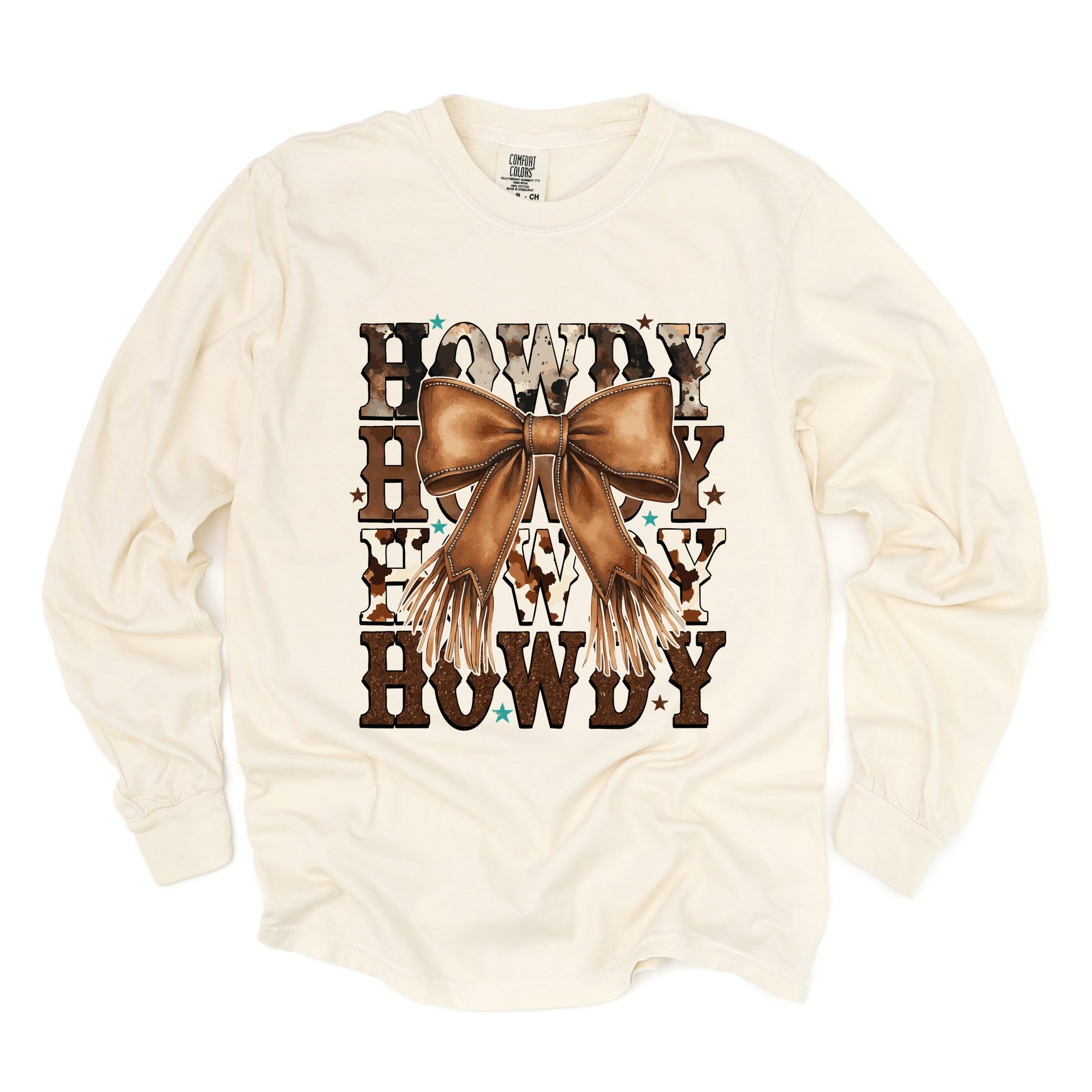 Coquette Howdy Stacked - Women's Garment Dyed Long Sleeve Graphic T-Shirt