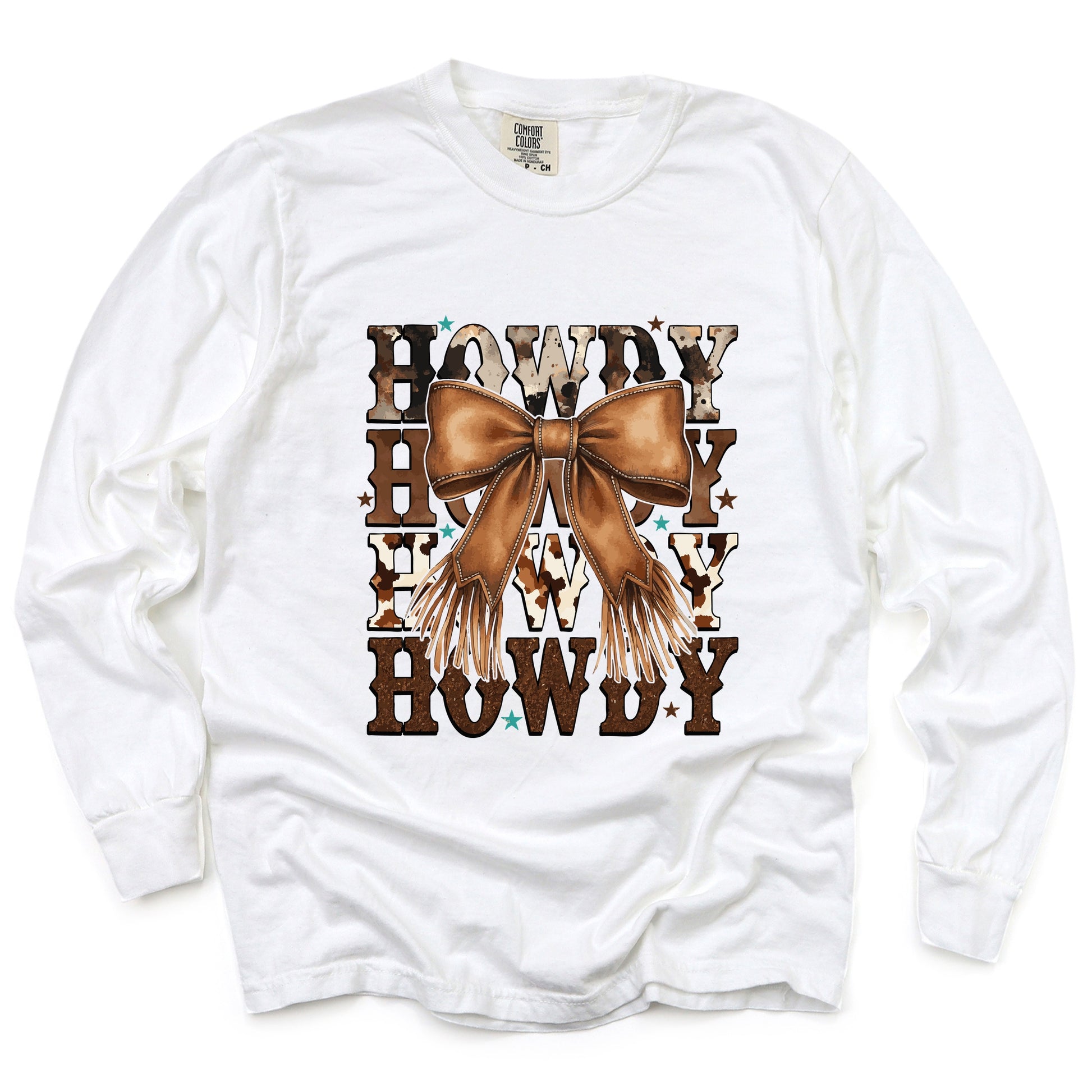 Coquette Howdy Stacked - Women's Garment Dyed Long Sleeve Graphic T-Shirt