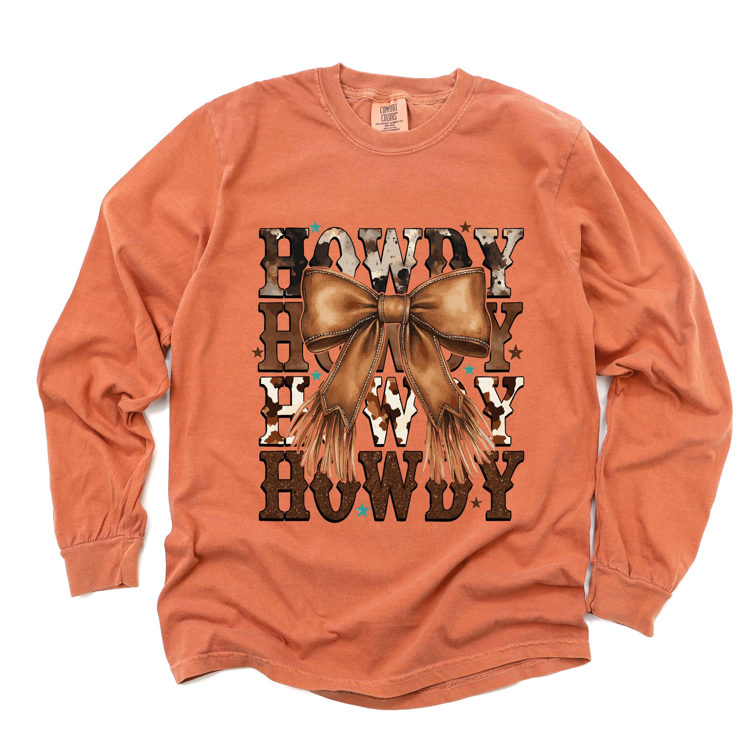 Coquette Howdy Stacked - Women's Garment Dyed Long Sleeve Graphic T-Shirt