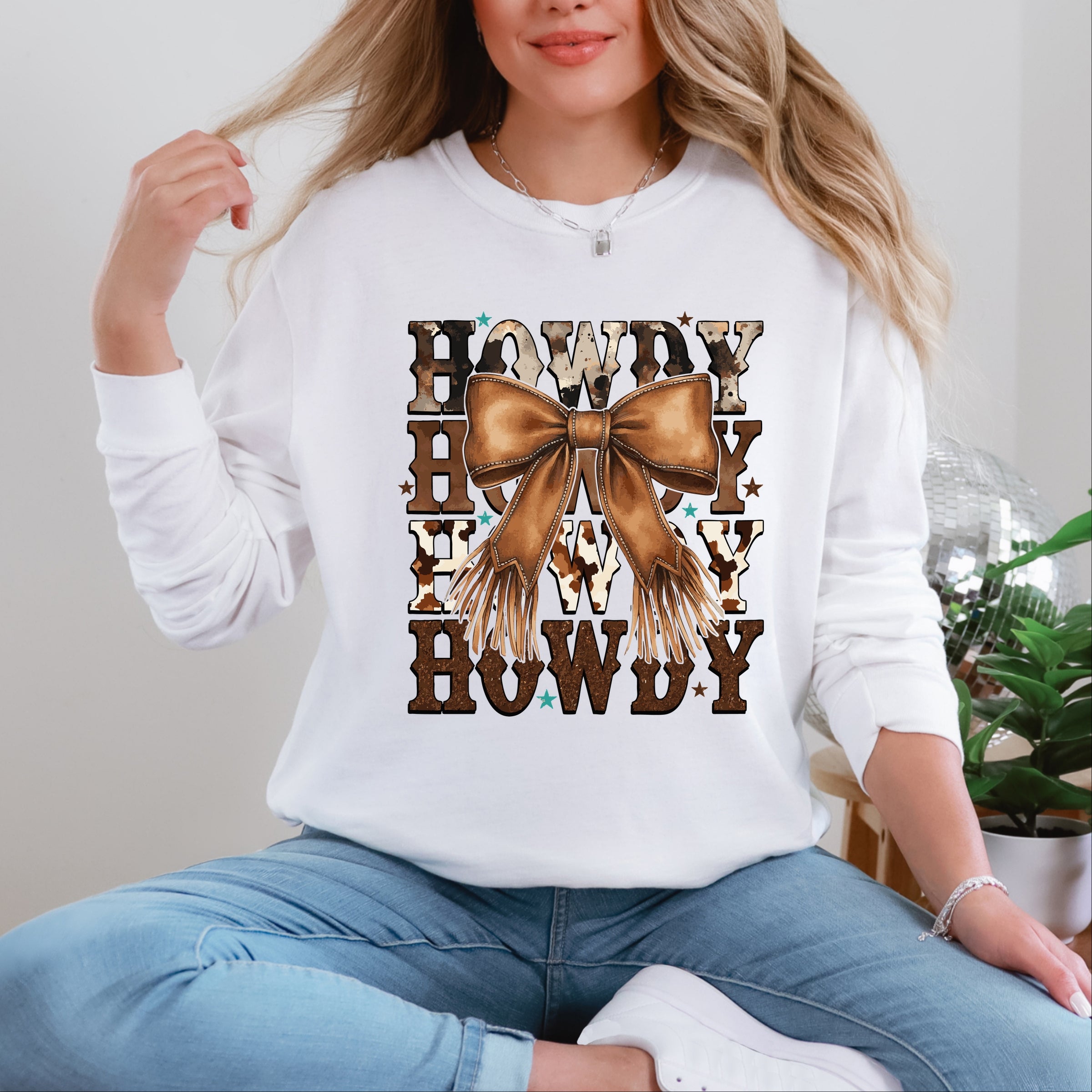 Coquette Howdy Stacked - Women's Garment Dyed Long Sleeve Graphic T-Shirt