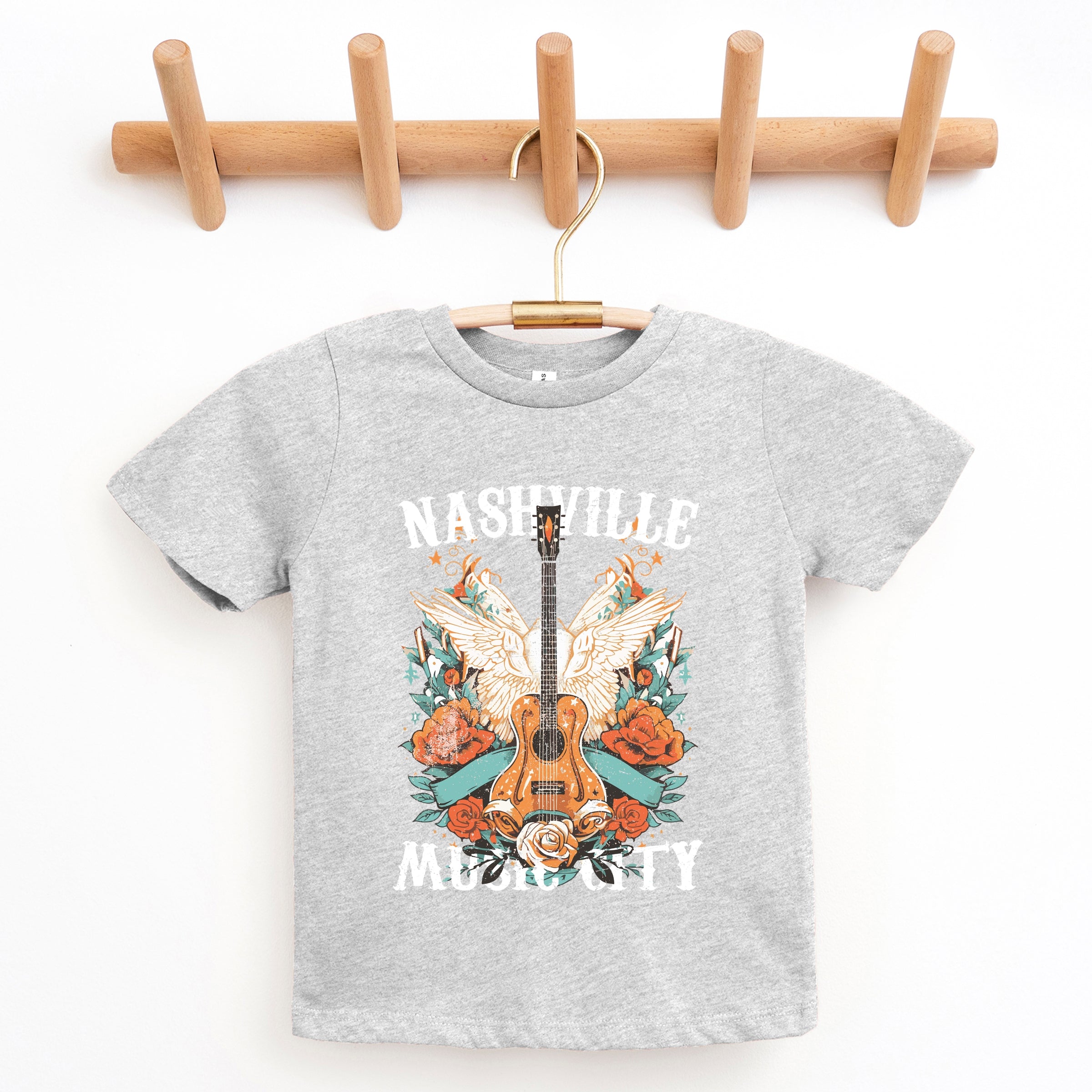 Nashville Music City Guitar Grunge - Youth Short Sleeve Graphic T-Shirt