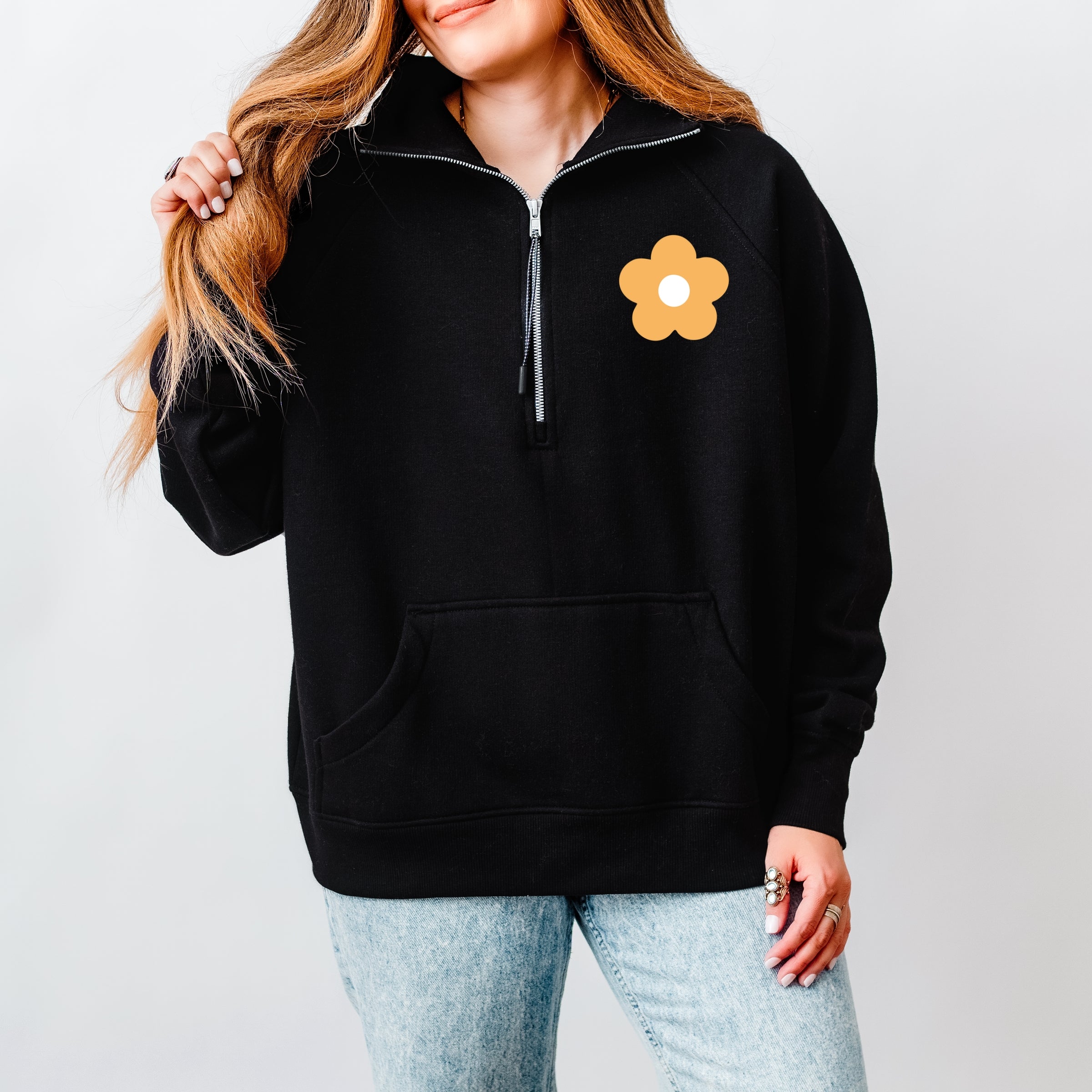Too Much For You Front And Back - Women's Quarter Zip Fleece Graphic Sweatshirt