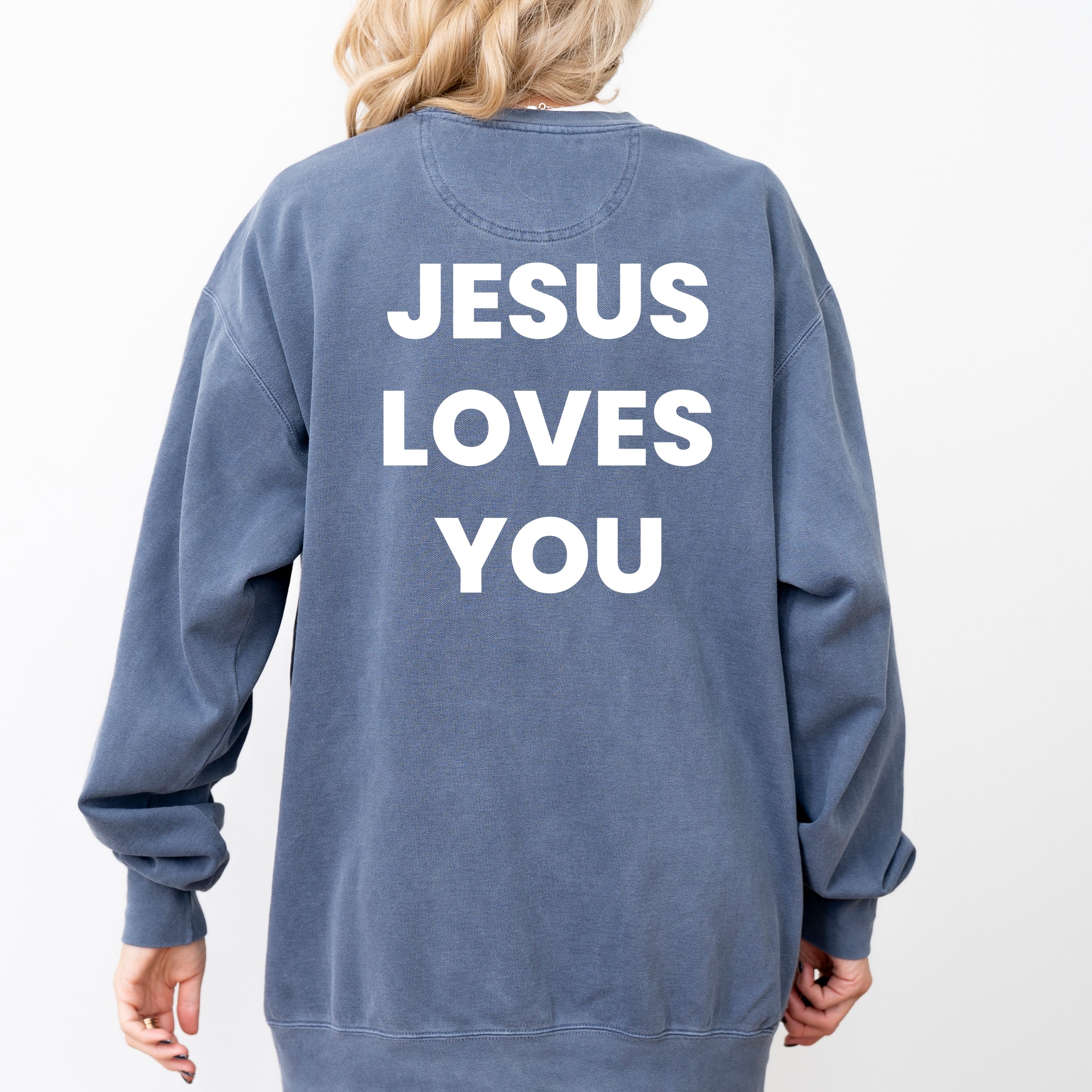 Team Jesus, Jesus Loves You - Women's Garment Dyed Graphic Sweatshirt
