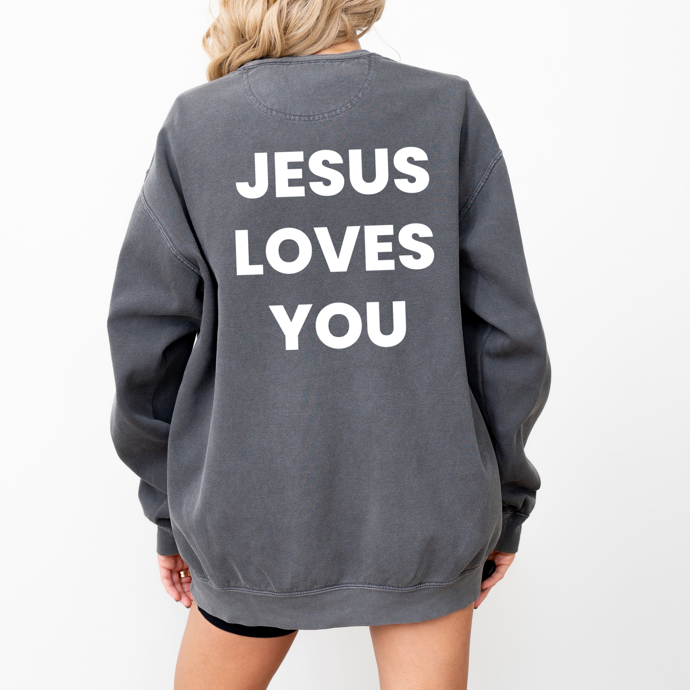 Team Jesus, Jesus Loves You - Women's Garment Dyed Graphic Sweatshirt