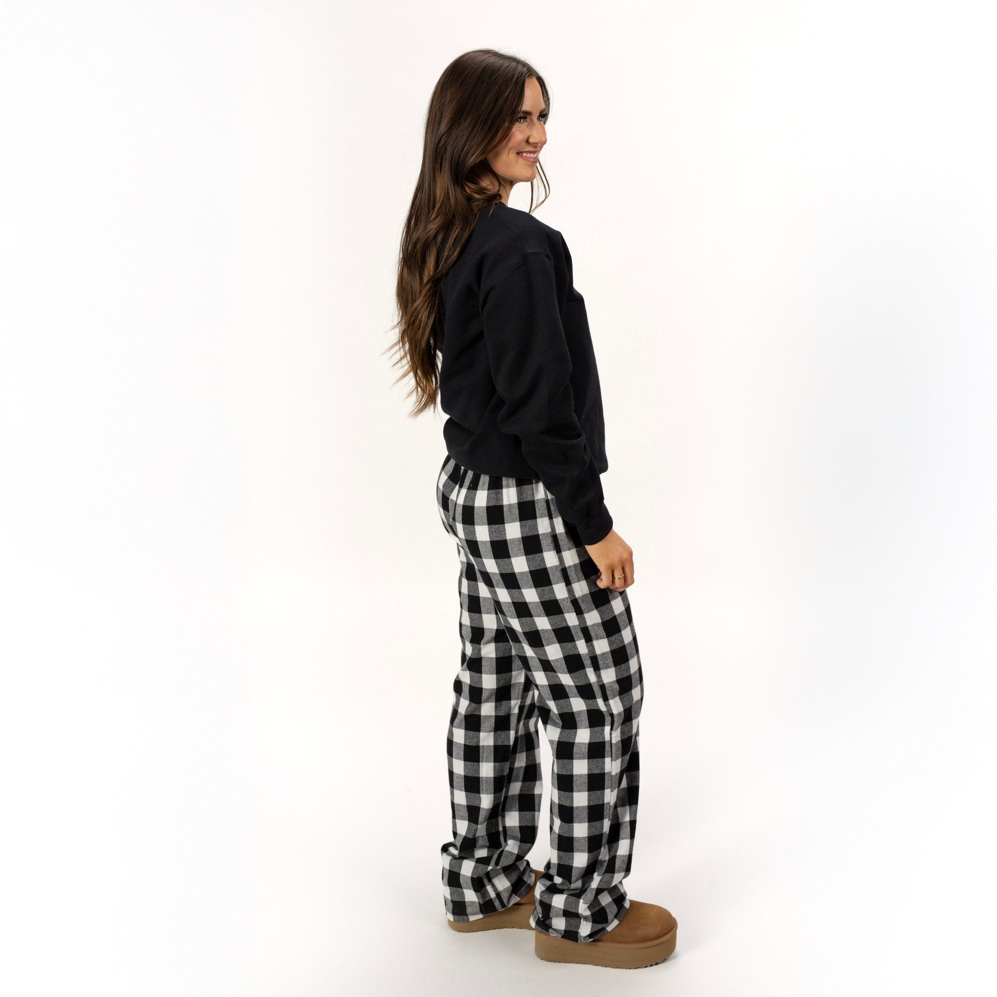 Comfy And Cozy Cursive | Plaid Pajama Sweatshirt Set