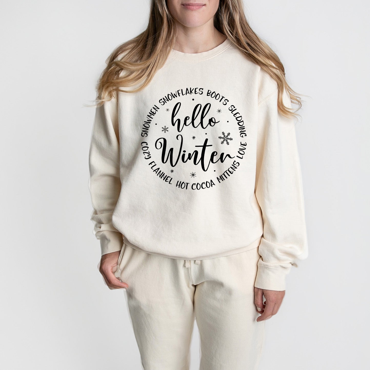 Hello Winter Circle | Lightweight Garment Dyed Sweatshirt Set