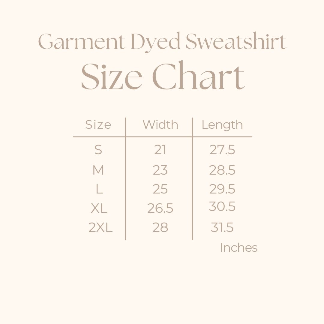 Women's Garment Dyed Graphic Sweatshirt - size guide