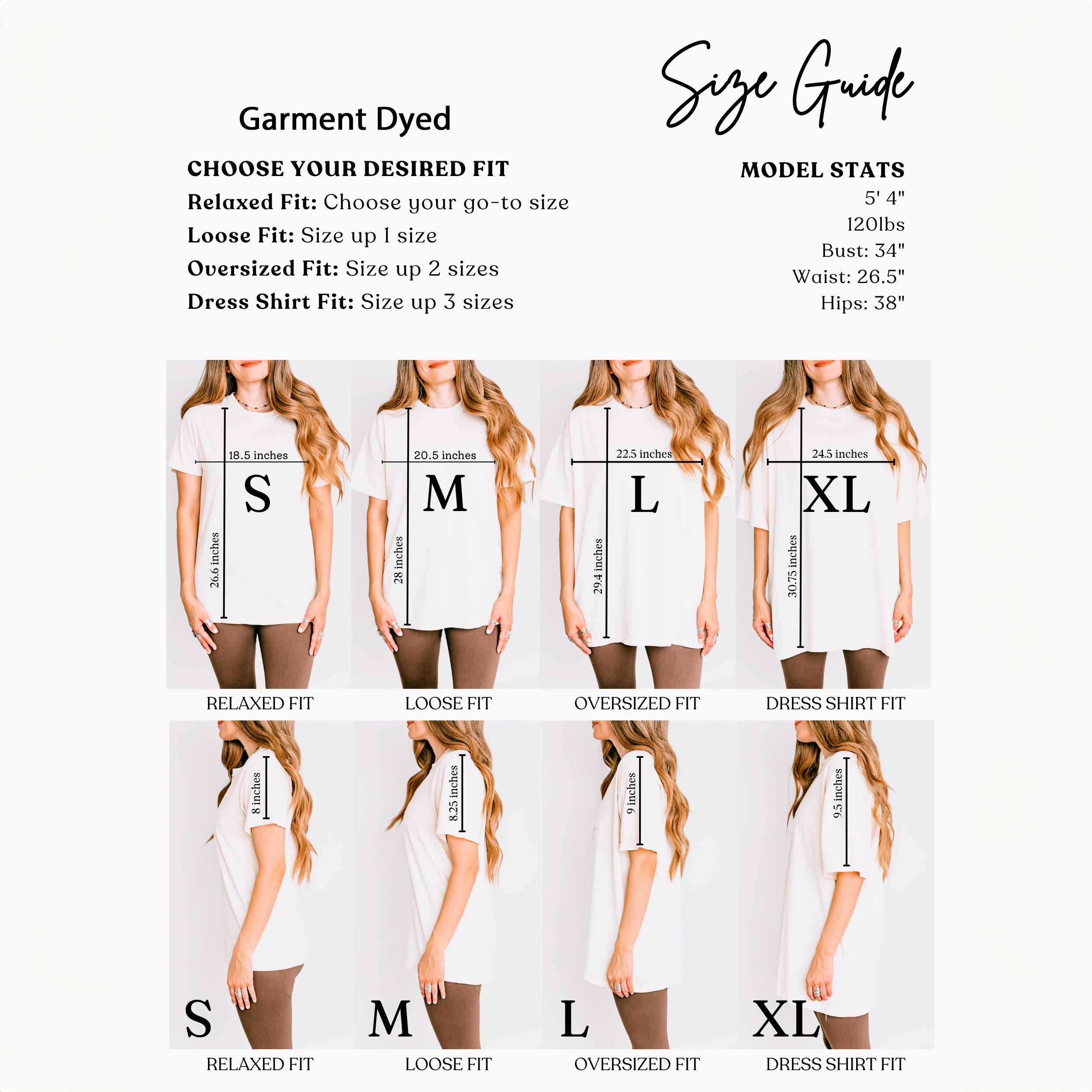 Women's Garment Dyed Graphic T-Shirt - size guide