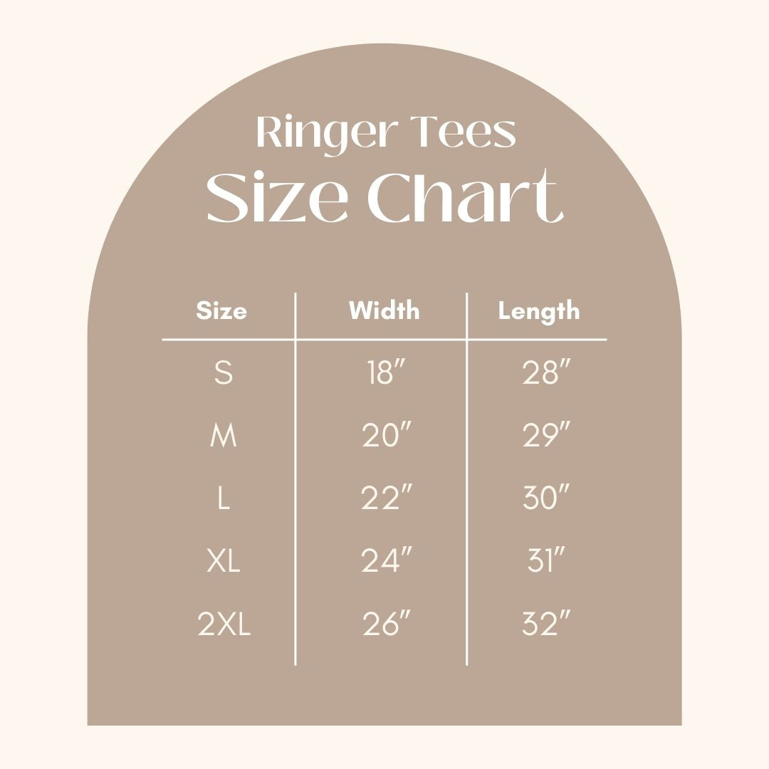 Women's Ringer Graphic T-Shirt - size guide