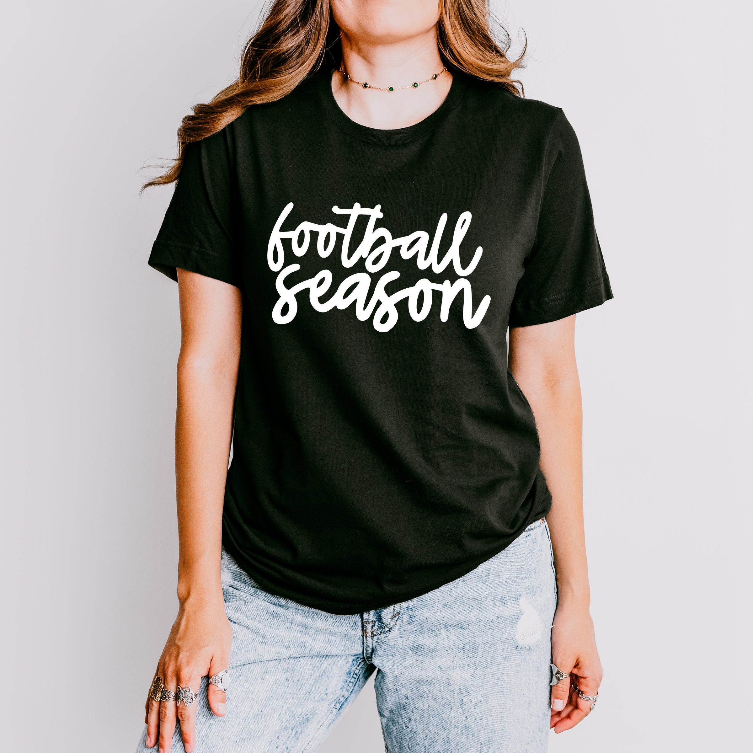 Football Season Cursive - Womens Short Sleeve Tee