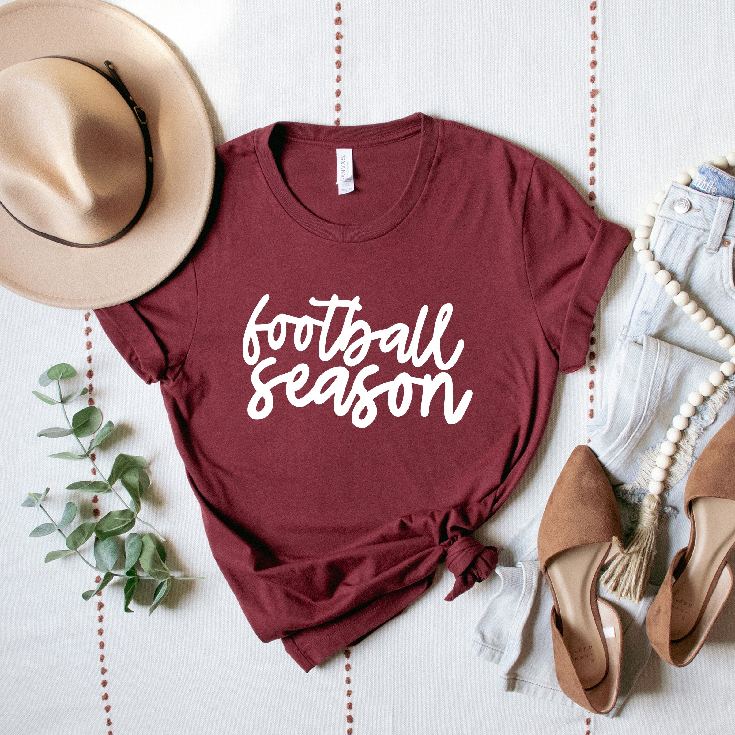 Football Season Cursive - Womens Short Sleeve Tee