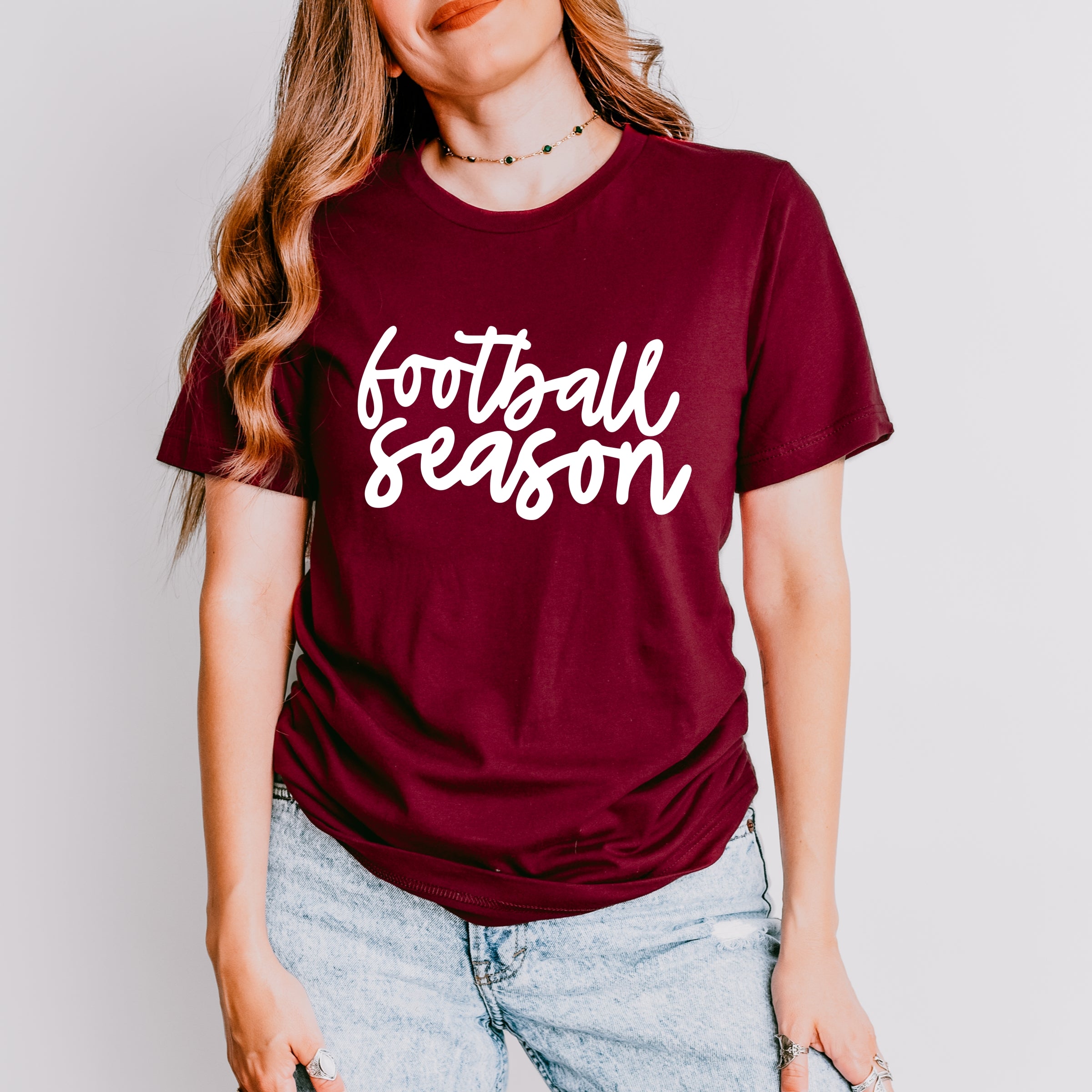 Football Season Cursive - Womens Short Sleeve Tee