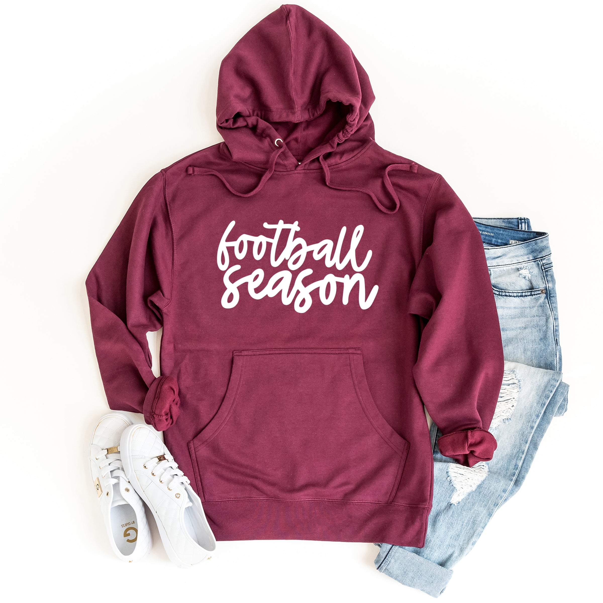 Football Season Cursive - Womens Hoodie