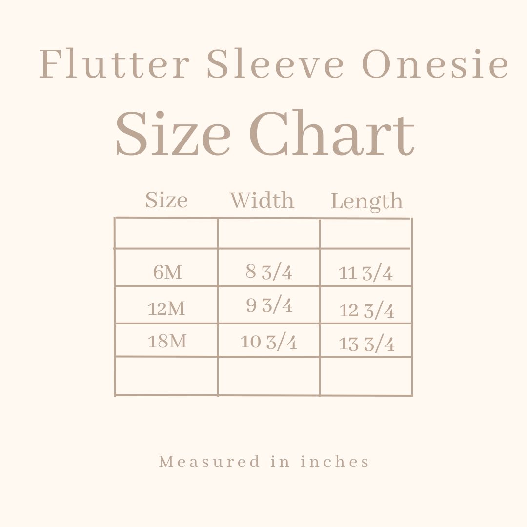Baby Flutter Sleeve Bodysuit - size guide