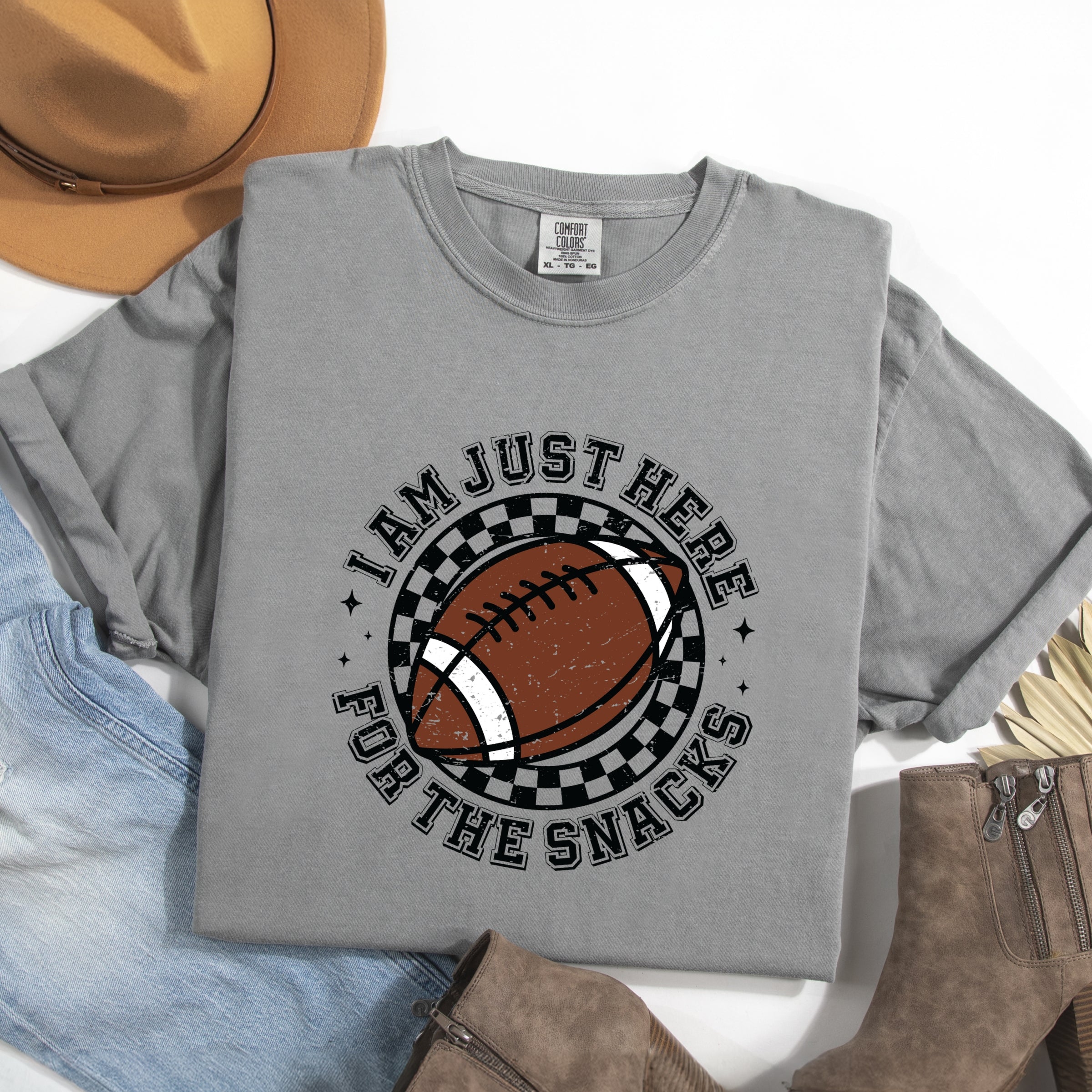 I Am Just Here For The Snacks - Women's Garment Dyed Graphic T-Shirt