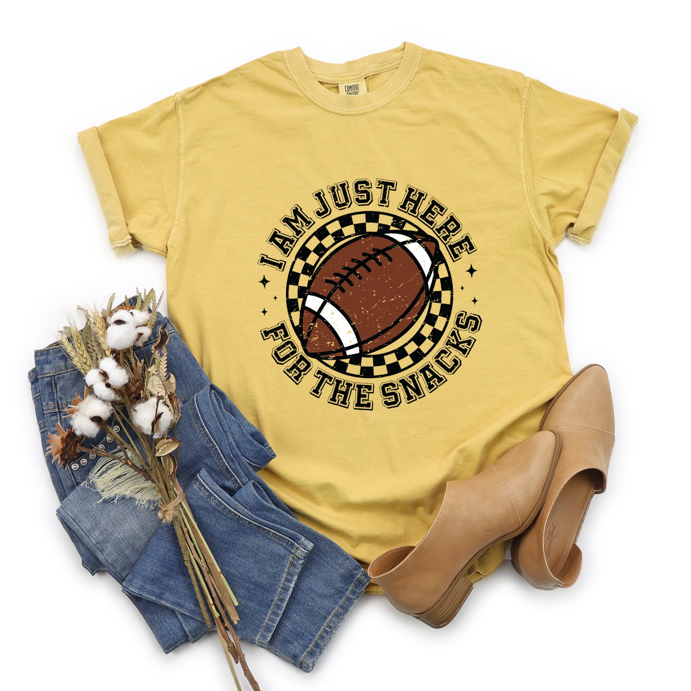 I Am Just Here For The Snacks - Women's Garment Dyed Graphic T-Shirt