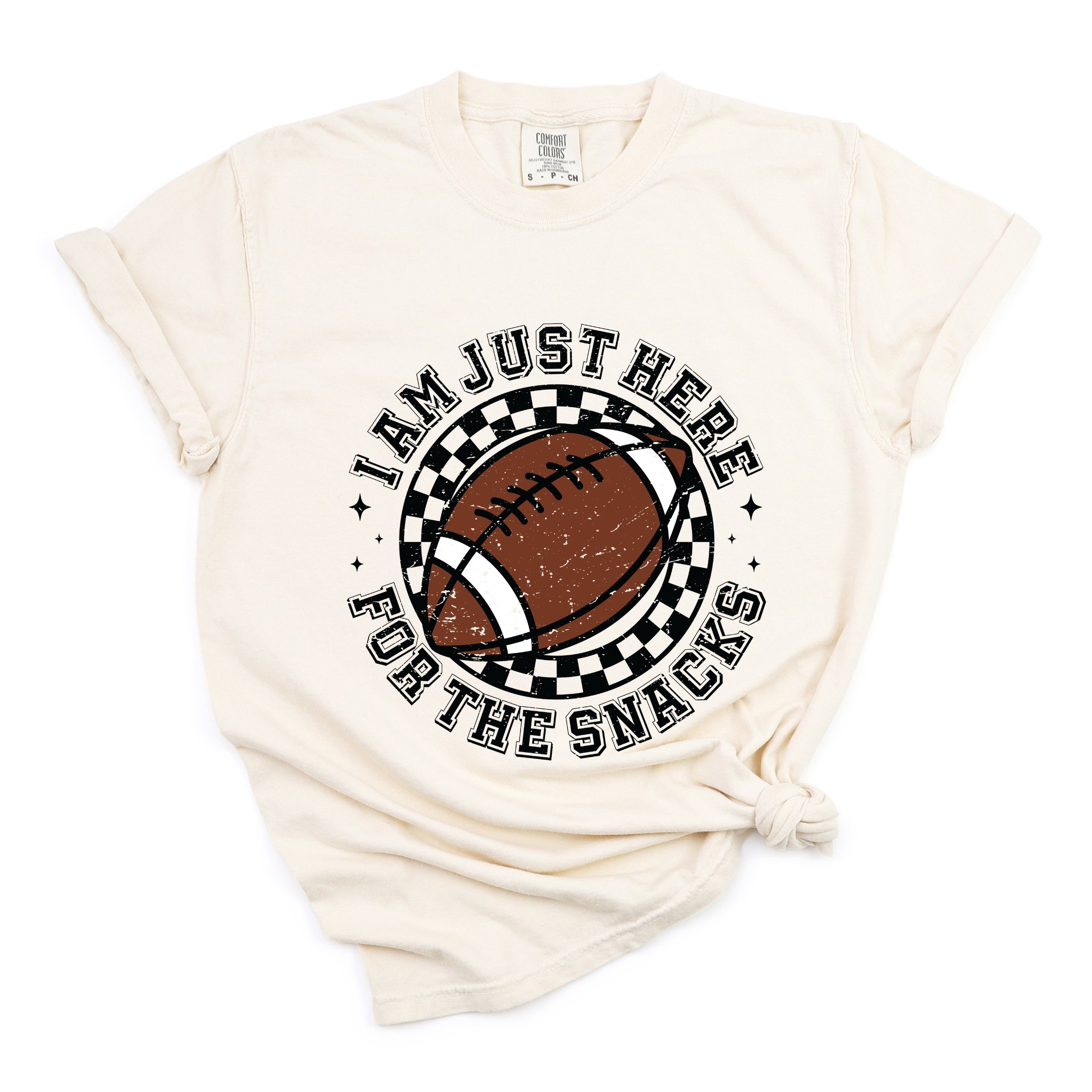 I Am Just Here For The Snacks - Women's Garment Dyed Graphic T-Shirt