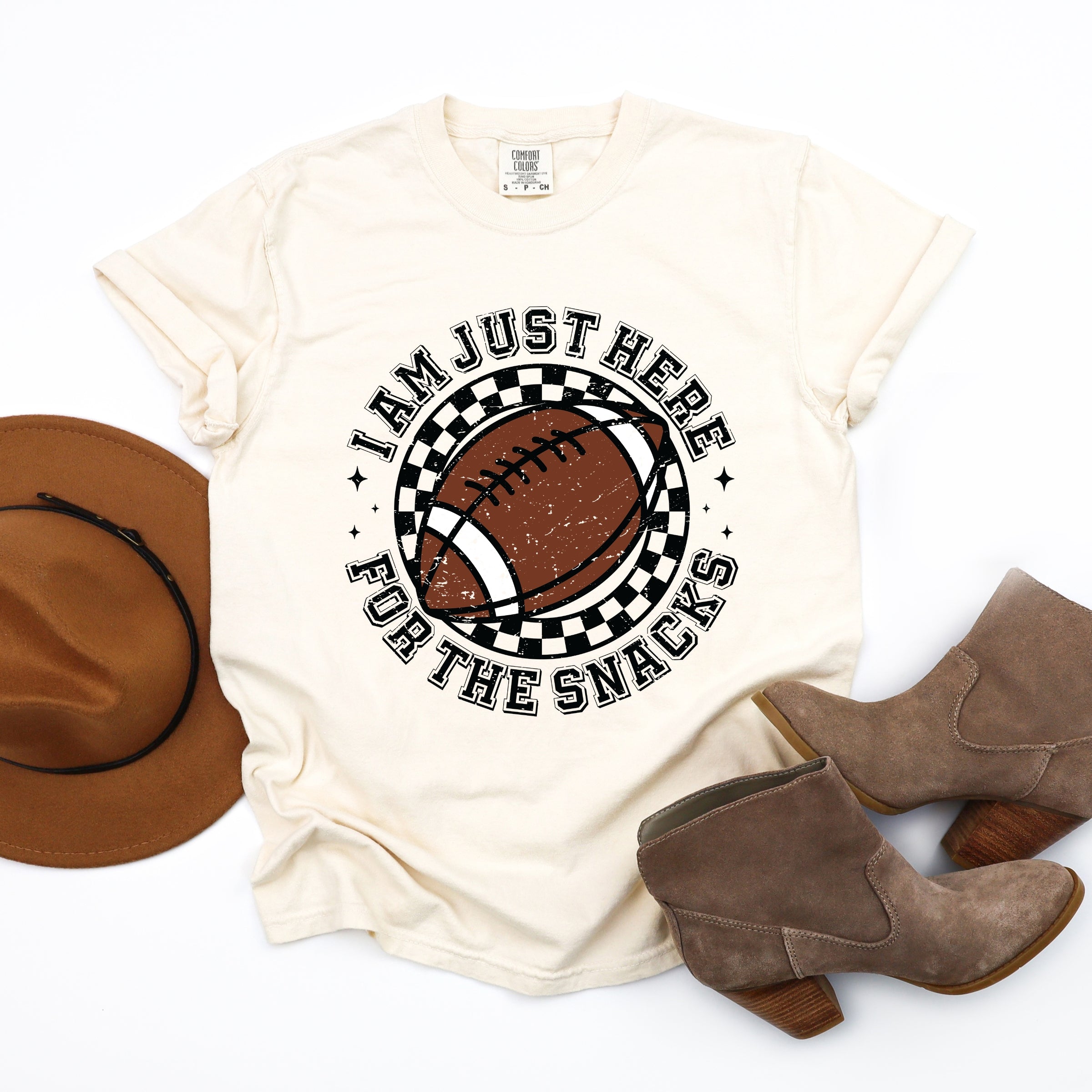 I Am Just Here For The Snacks - Women's Garment Dyed Graphic T-Shirt