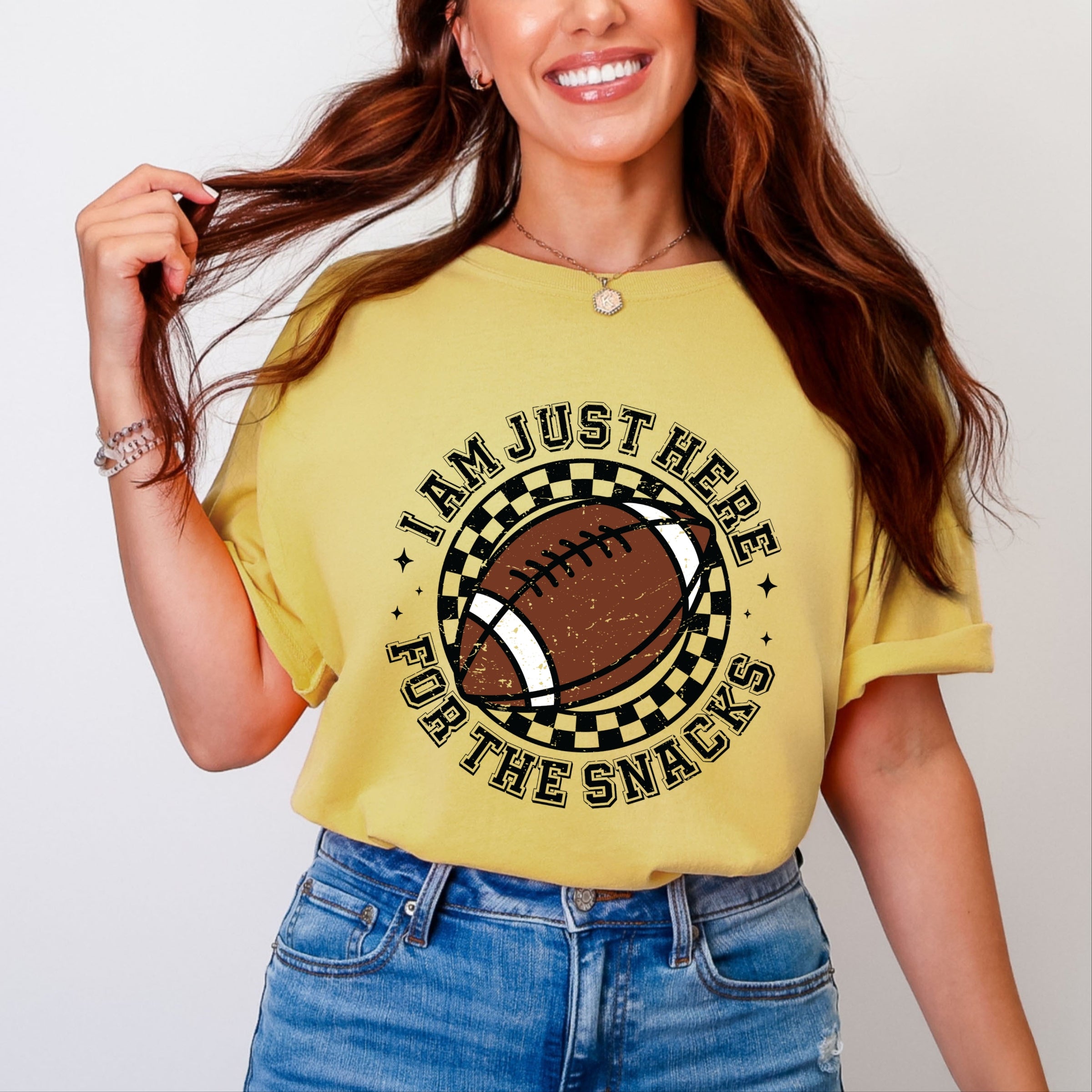 I Am Just Here For The Snacks - Women's Garment Dyed Graphic T-Shirt