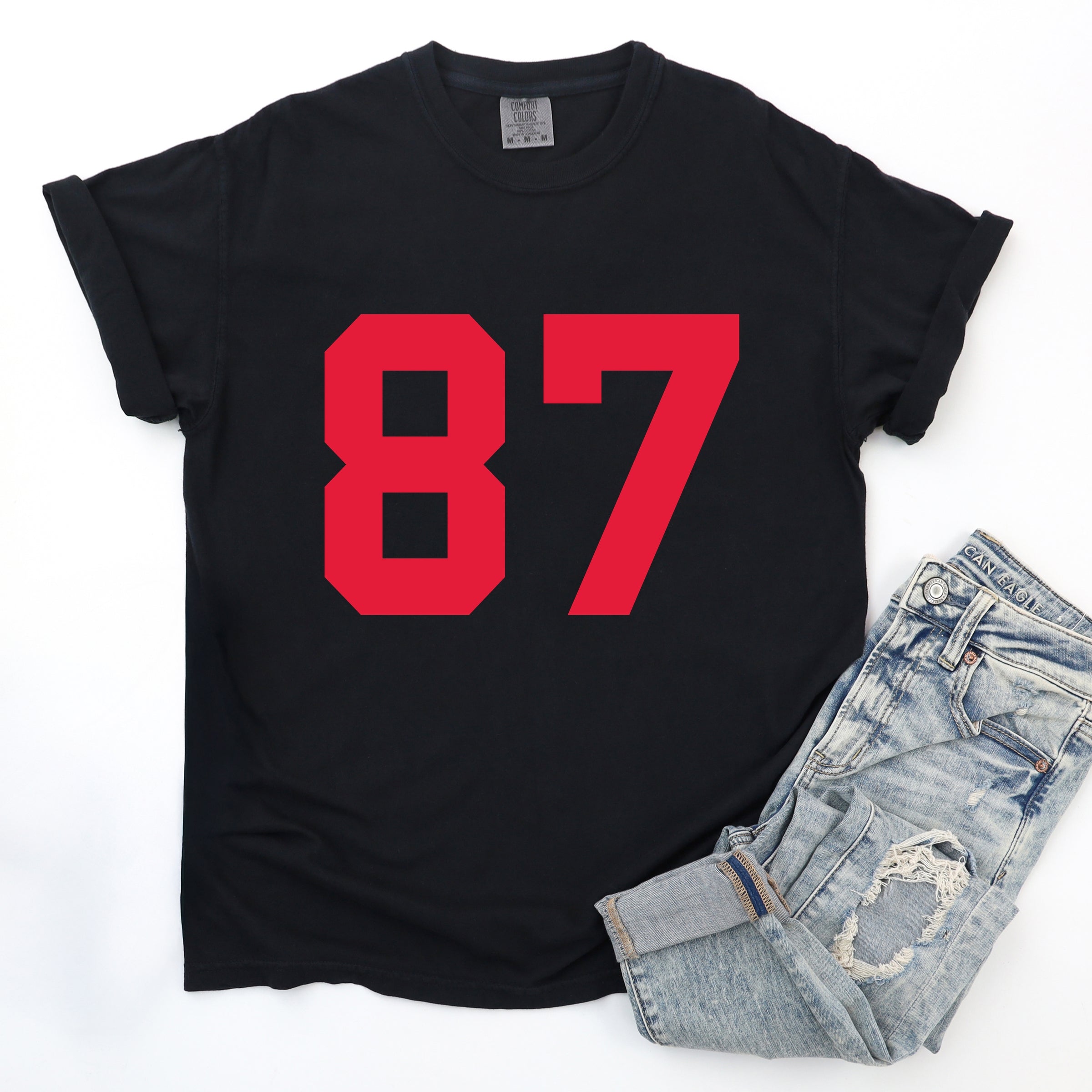Football Jersey 87 - Womens Garment Dyed Tee