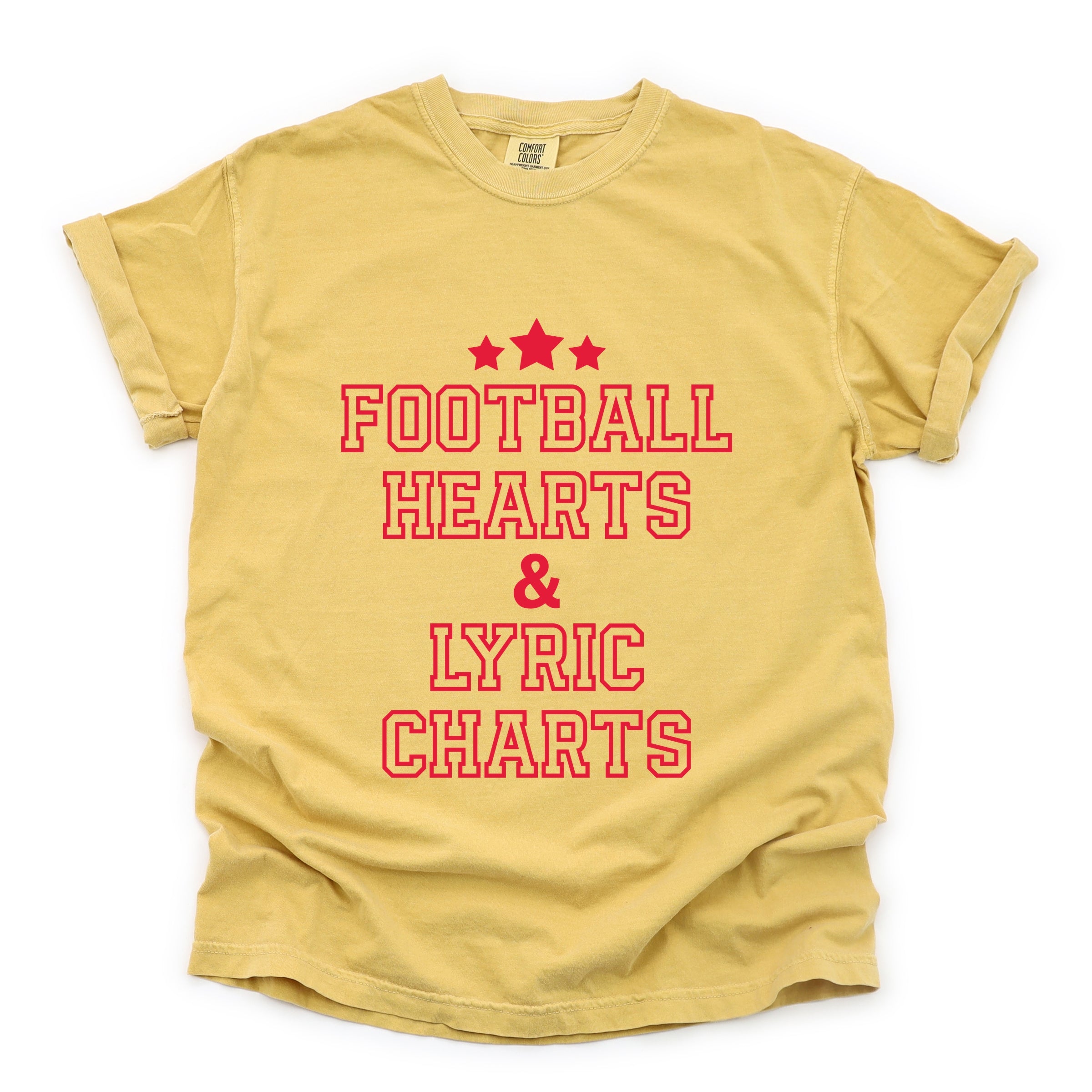 Football Hearts & Lyric Charts - Womens Garment Dyed Tee