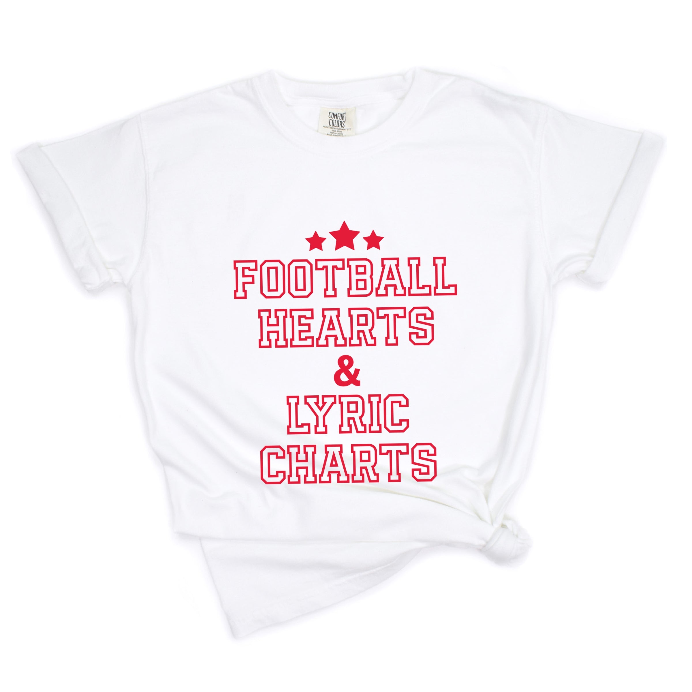 Football Hearts & Lyric Charts - Womens Garment Dyed Tee