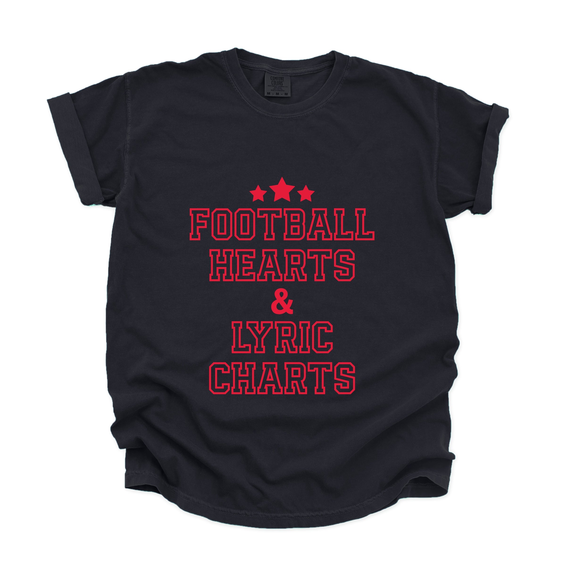 Football Hearts & Lyric Charts - Womens Garment Dyed Tee