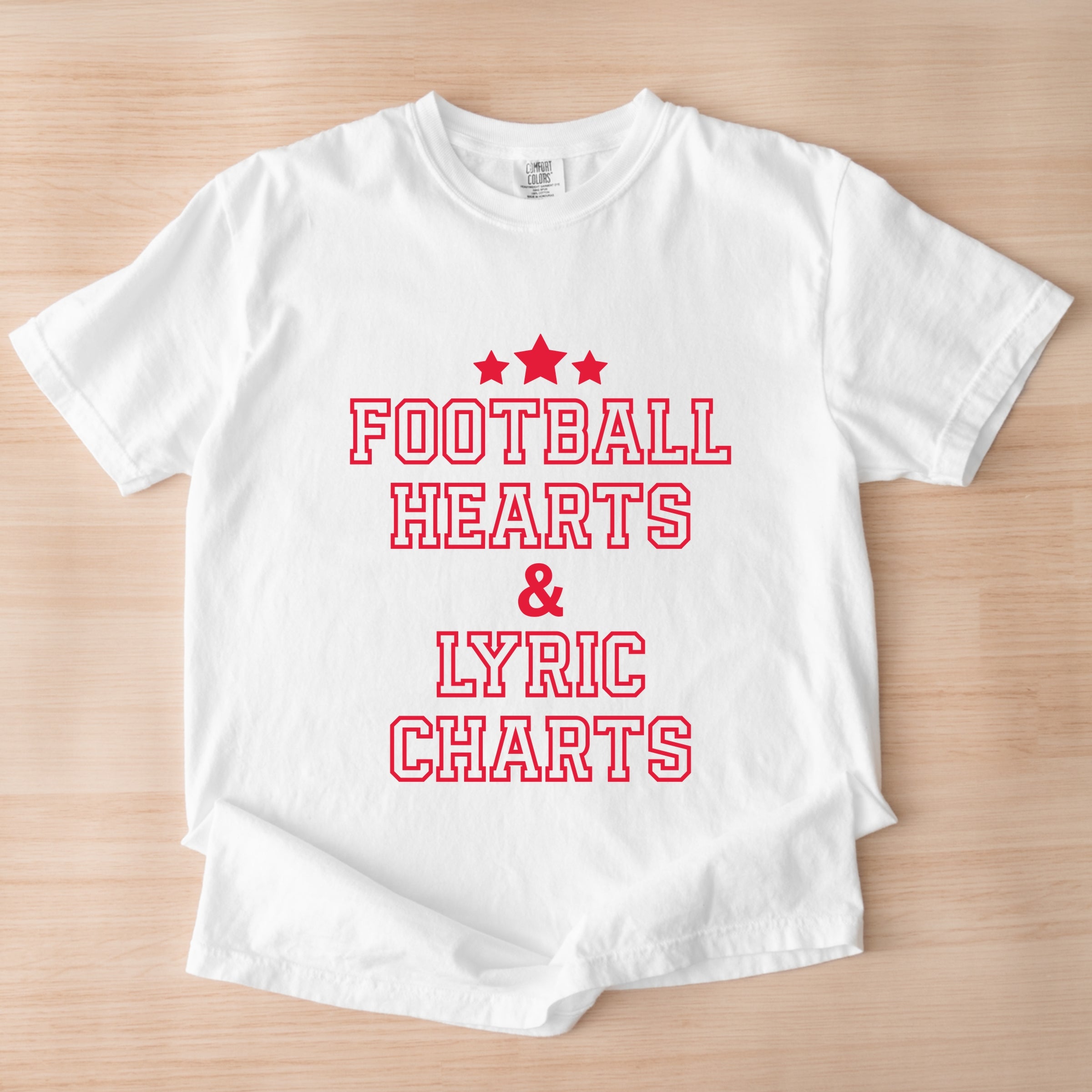 Football Hearts & Lyric Charts - Womens Garment Dyed Tee