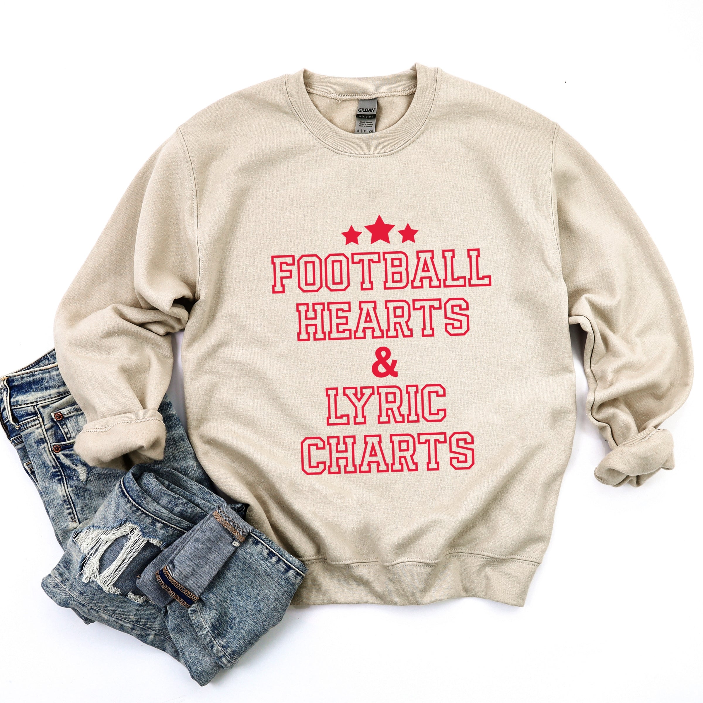 Football Hearts & Lyric Charts -  Womens Sweatshirt