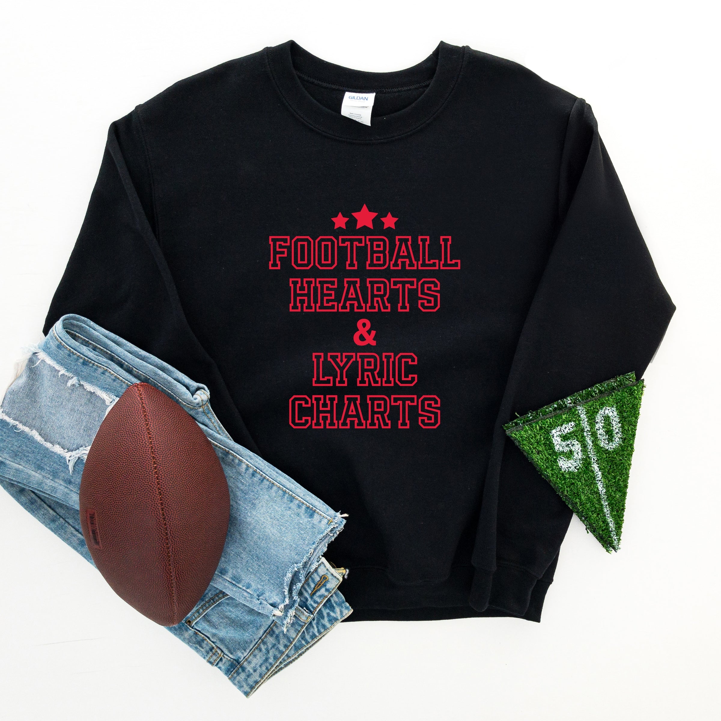 Football Hearts & Lyric Charts -  Womens Sweatshirt