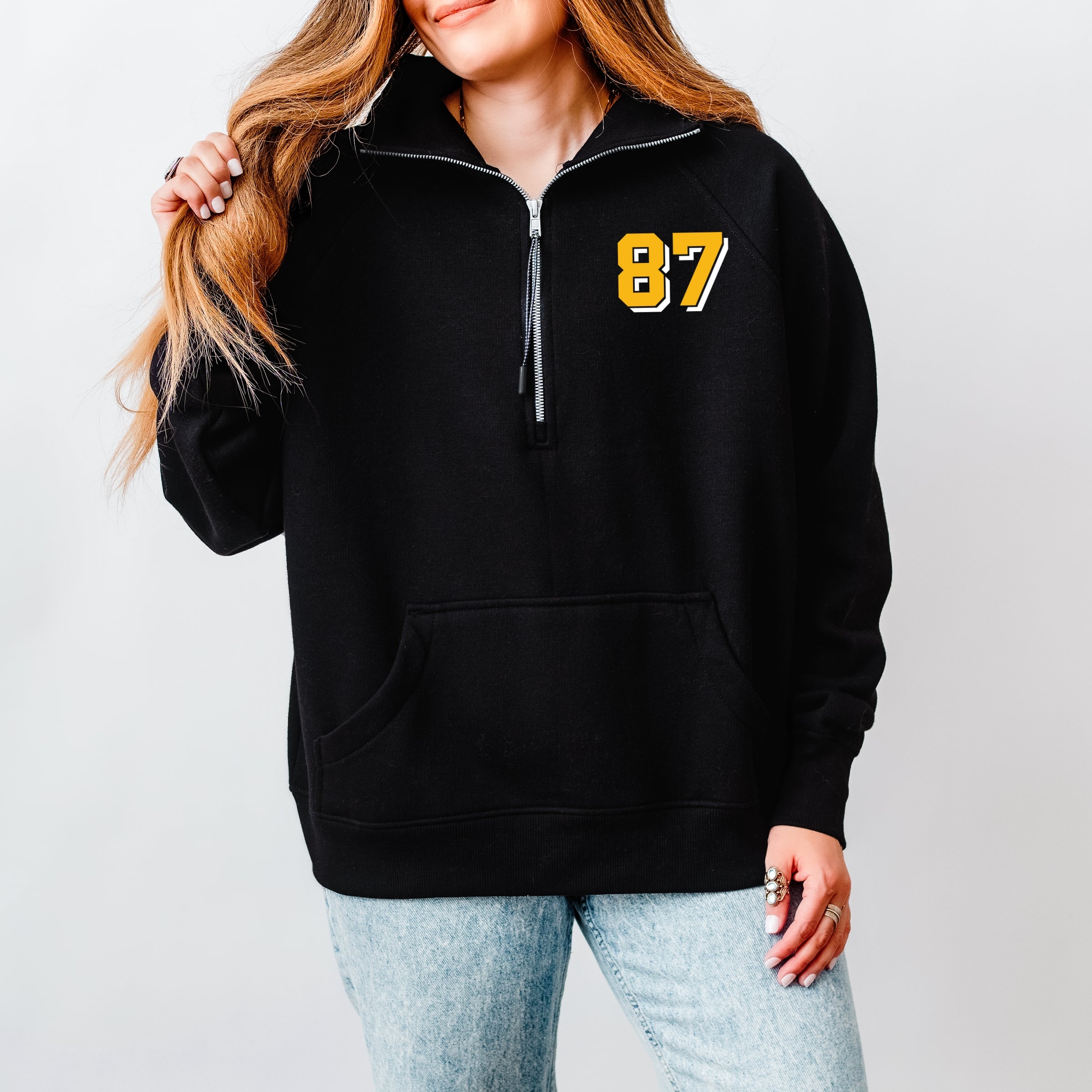 Taylor's Fiancé Number 87 Front And Back - Womens Quarter Zip Fleece