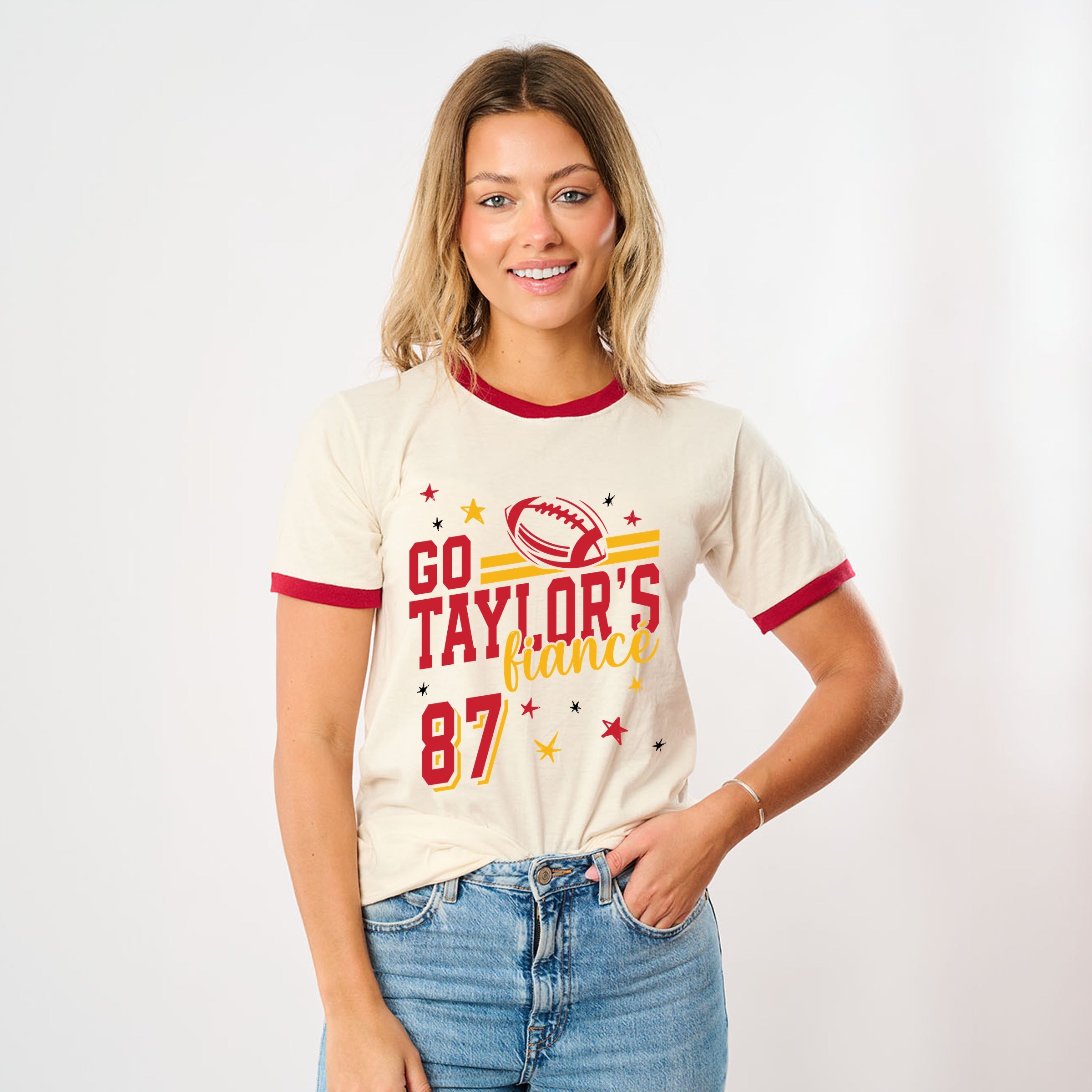 Go Taylor's Fiancé Red - Womens Ringer Tee