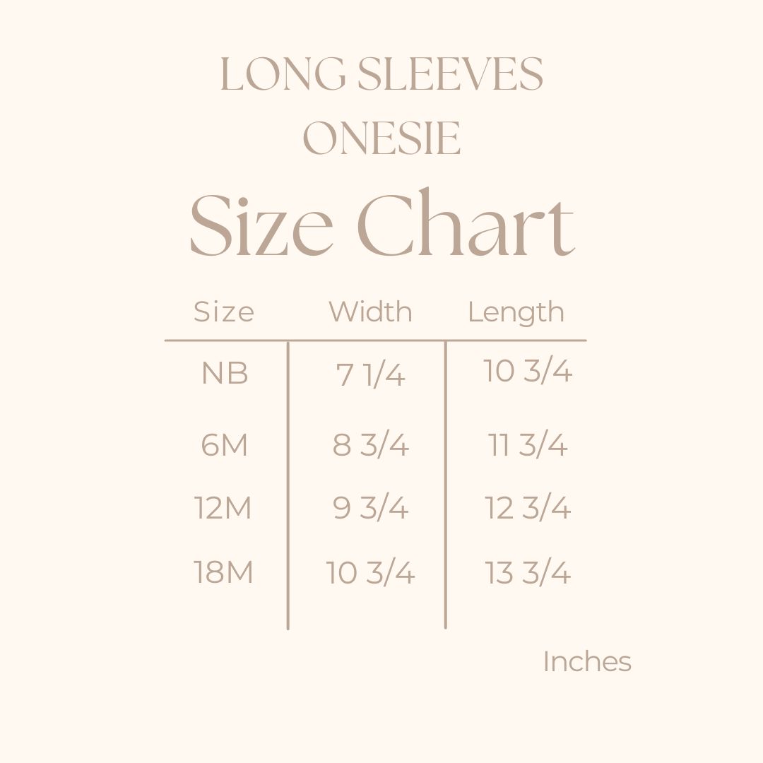Baby Long Sleeve Bodysuit - size guide