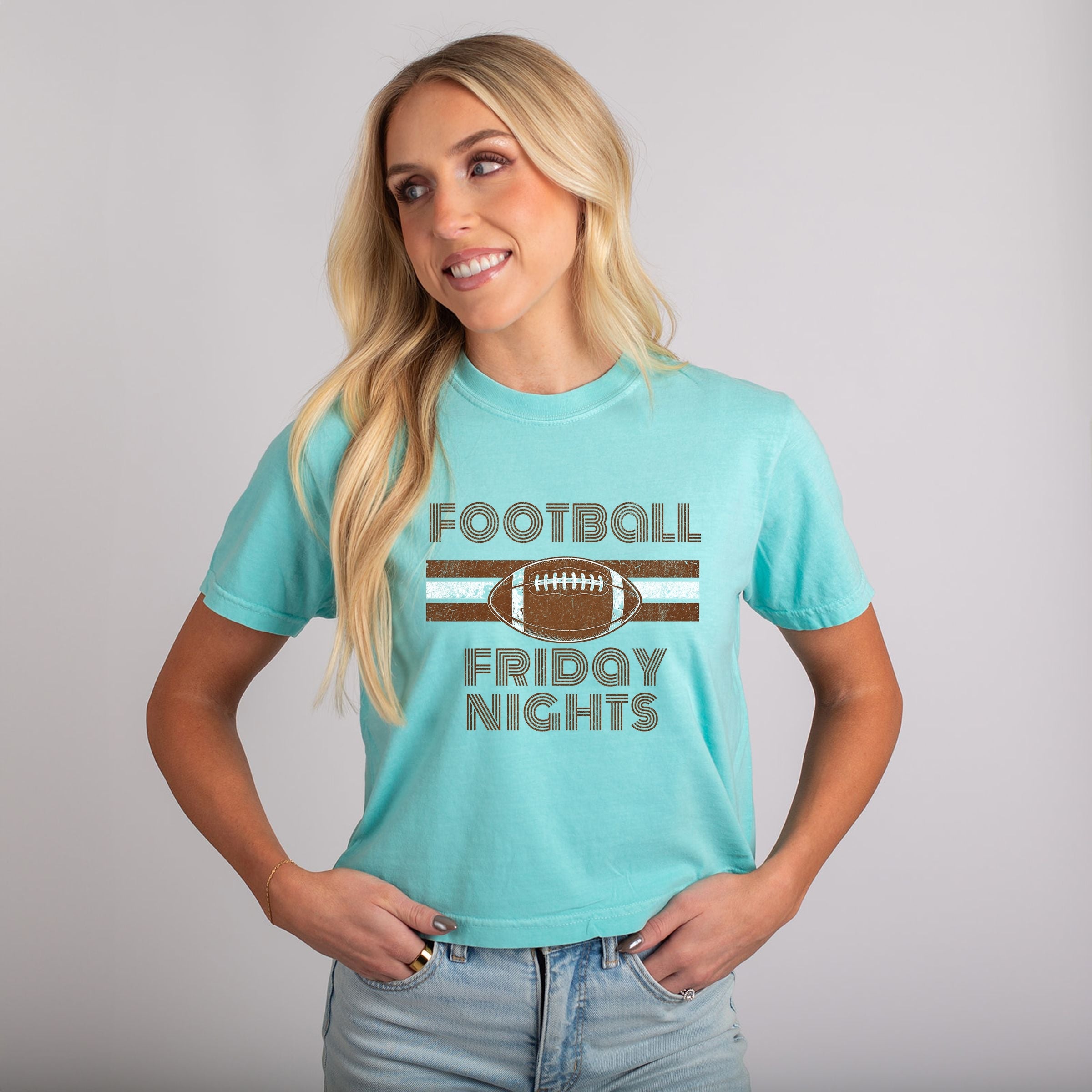 Football Friday Nights - Women's Boxy Crop Top Graphic T-Shirt