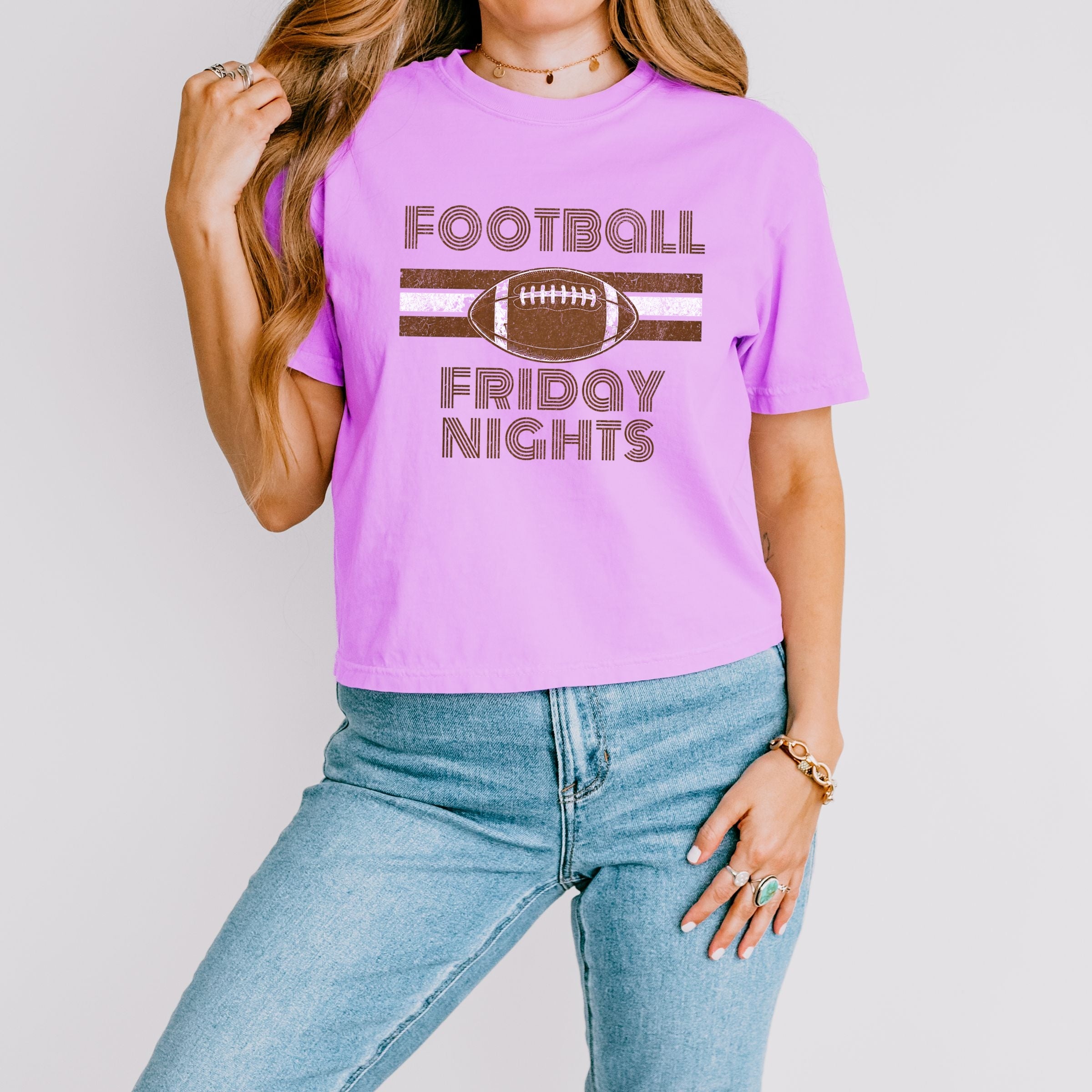 Football Friday Nights - Women's Boxy Crop Top Graphic T-Shirt