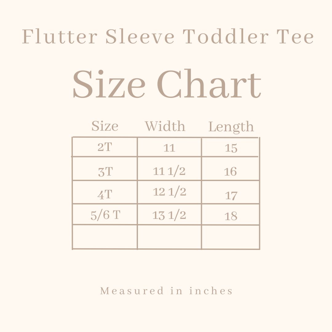 Flutter Sleeve Graphic T-Shirt - size guide