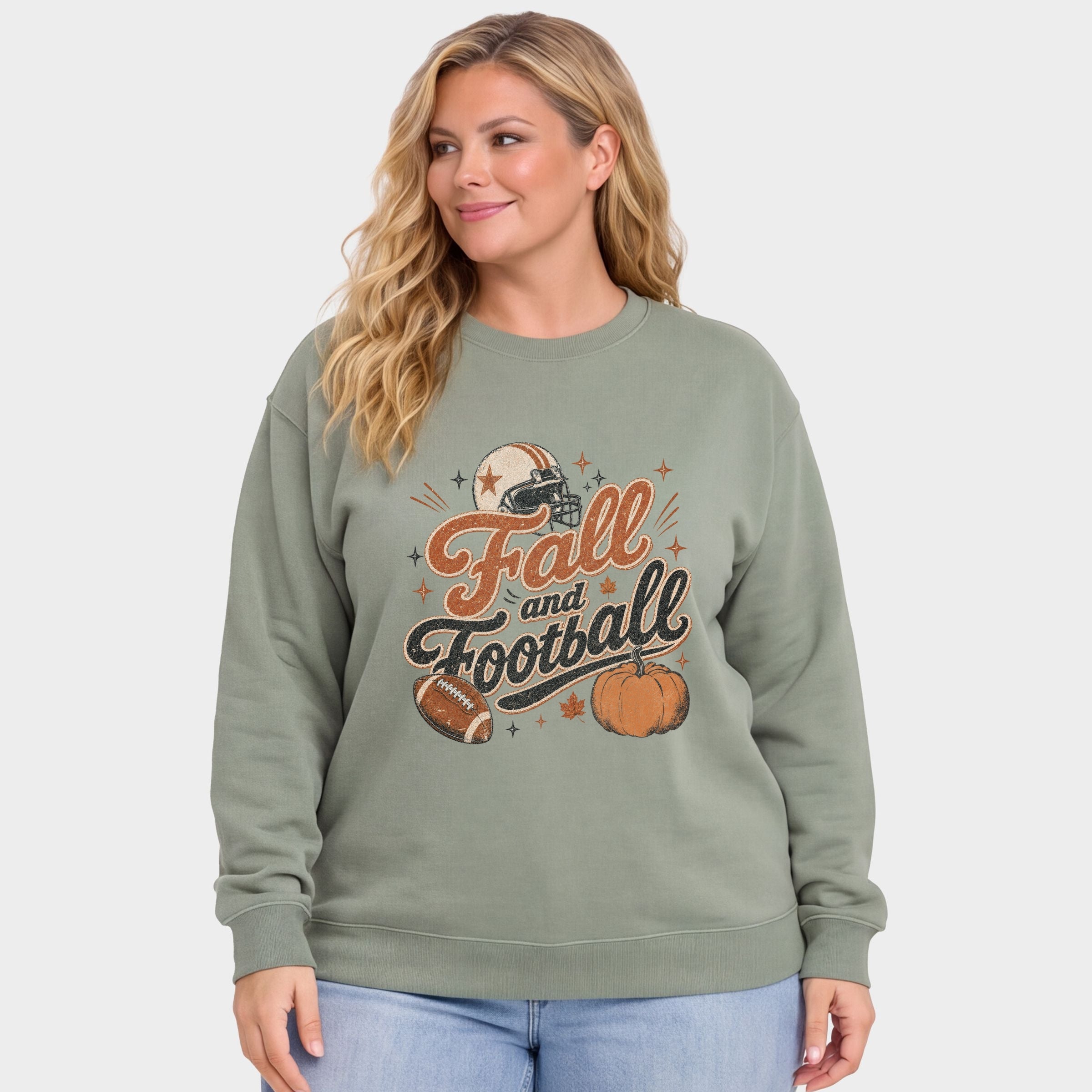 Fall and Football - Women's Plus Sized Graphic Sweatshirt