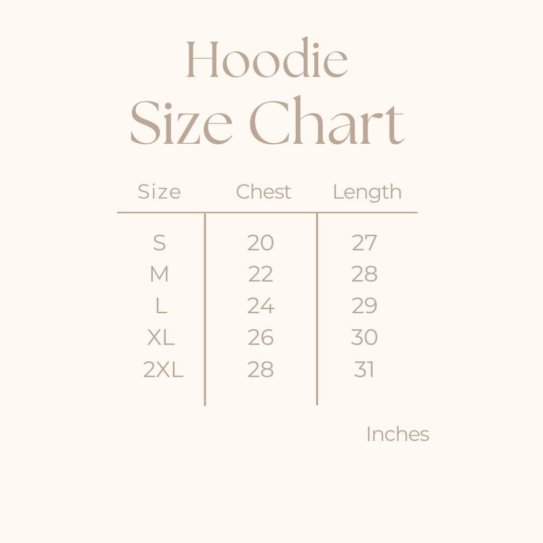 Womens Graphic Hoodie - size guide